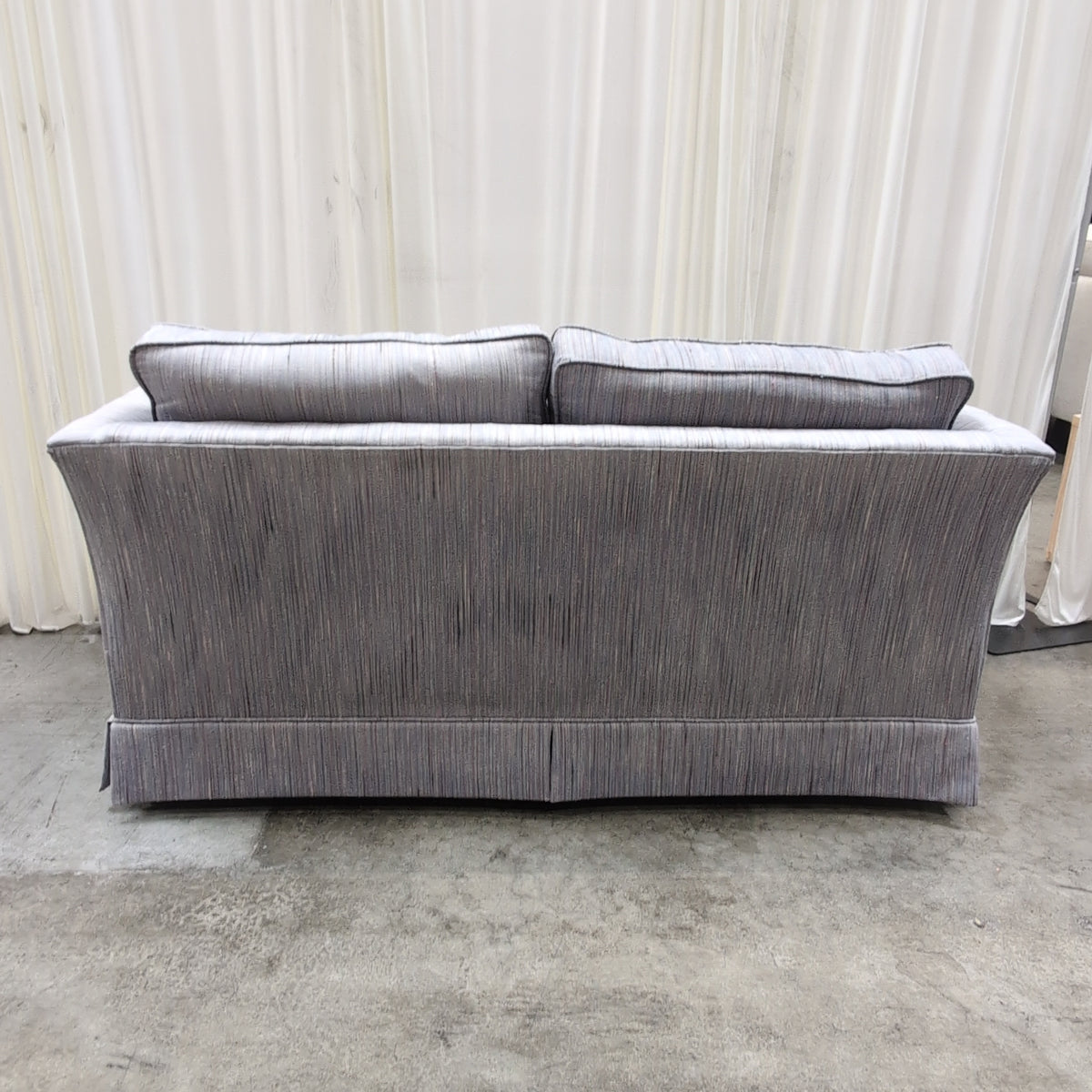 Light Grey Upholstered Rolled Arm Loveseat with Bolster Pillows