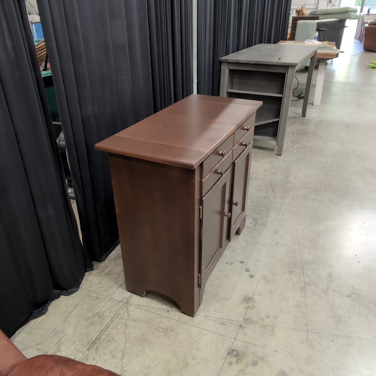 Stanley Furniture-Dark Brown Wood Kitchen Cart with Drop Leaf Top