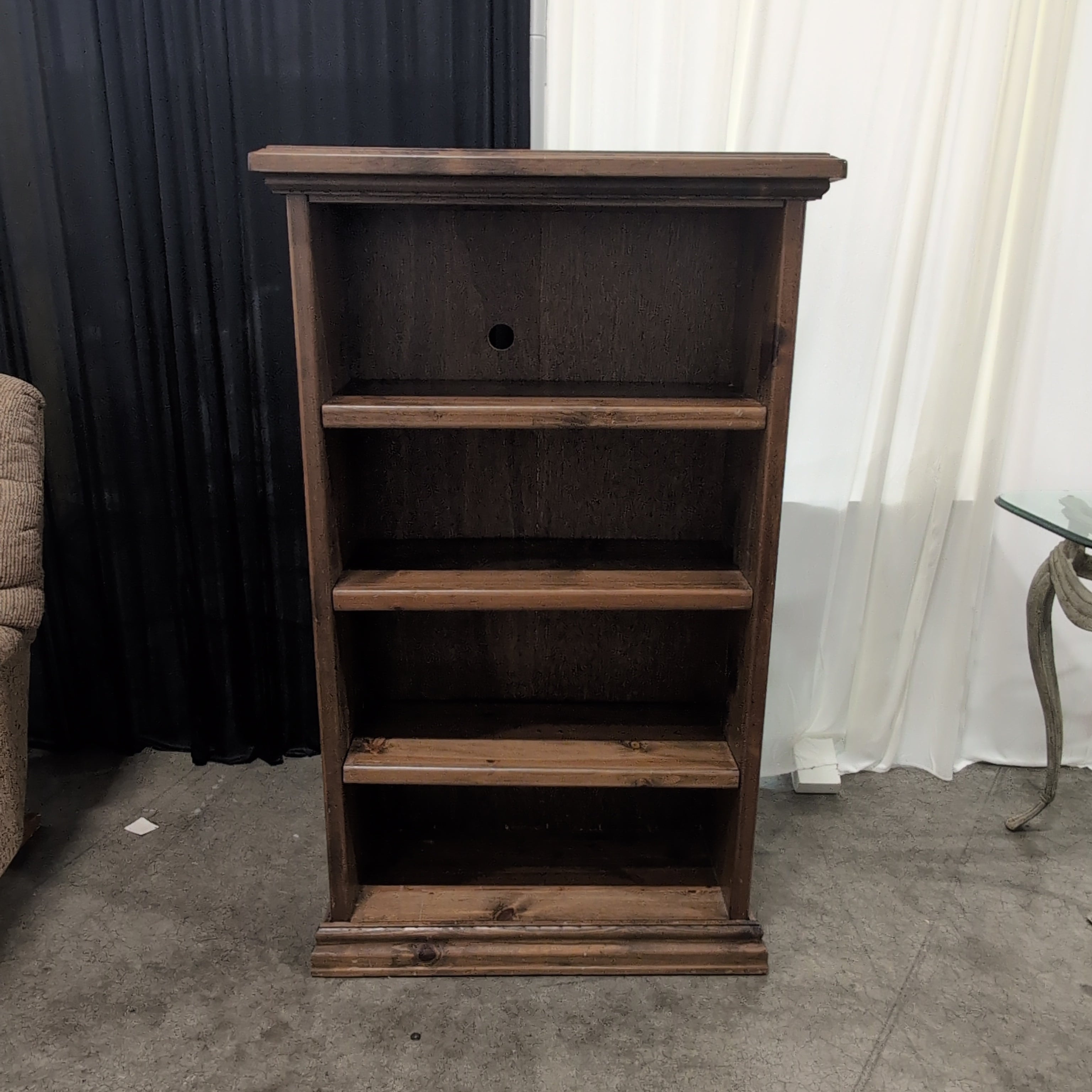 Traditional Dark Wood Bookcase with Cable Management