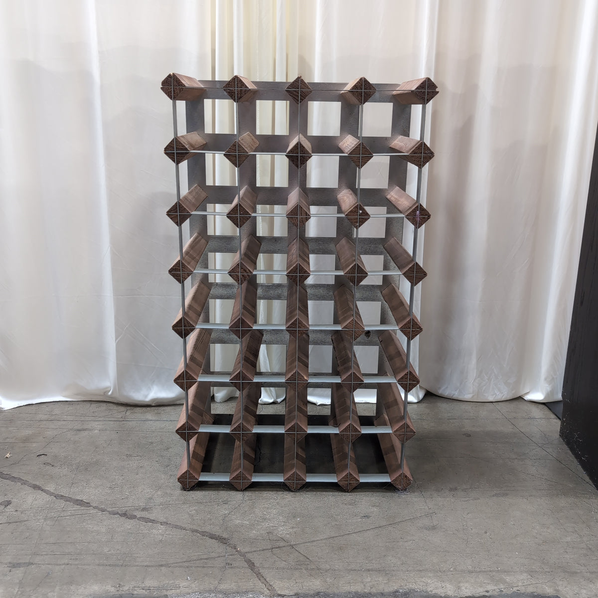 Hardwood and Metal Bottle Wine Rack with 28 Slots