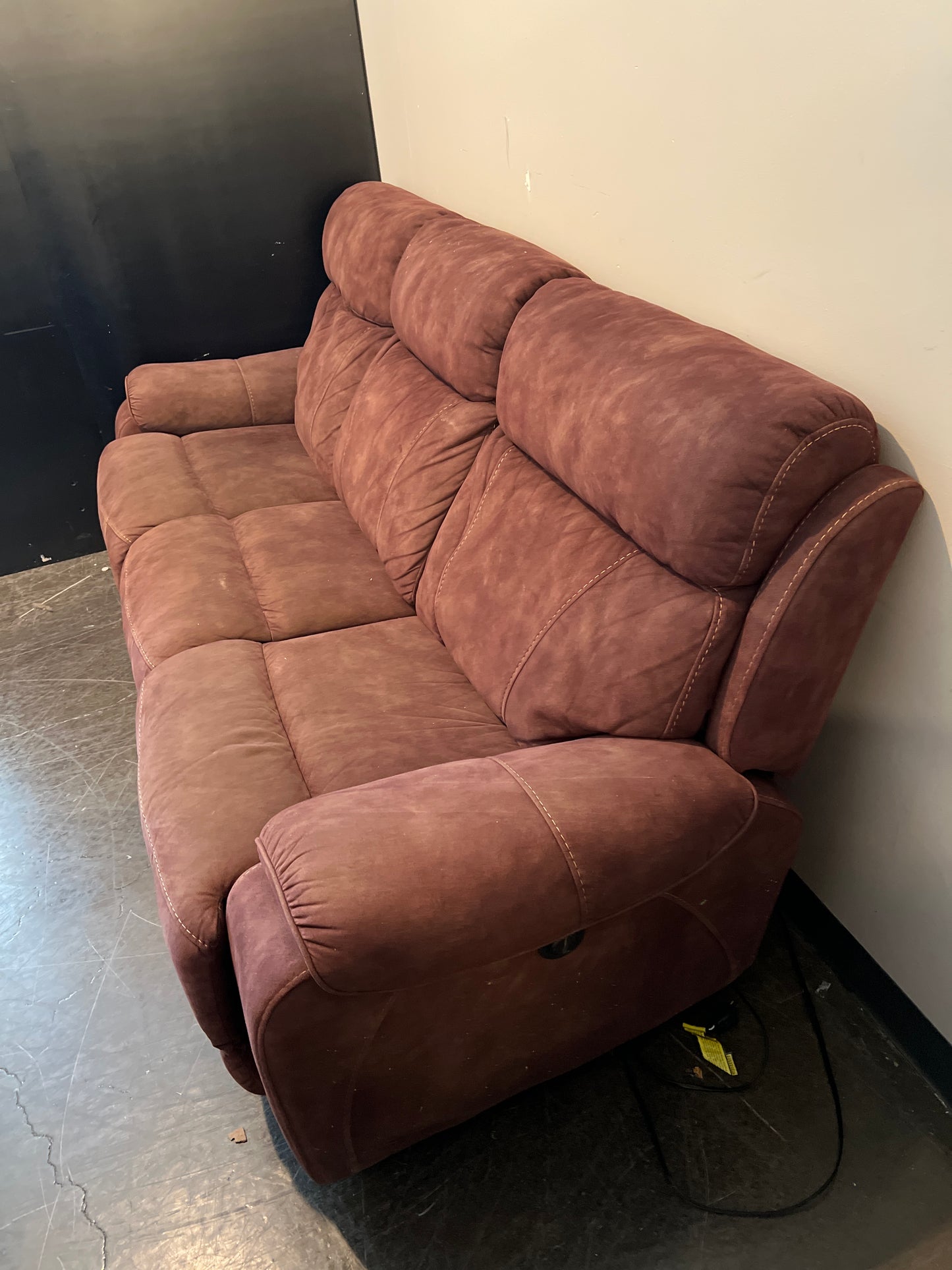 Deep Maroon Reclining Sofa