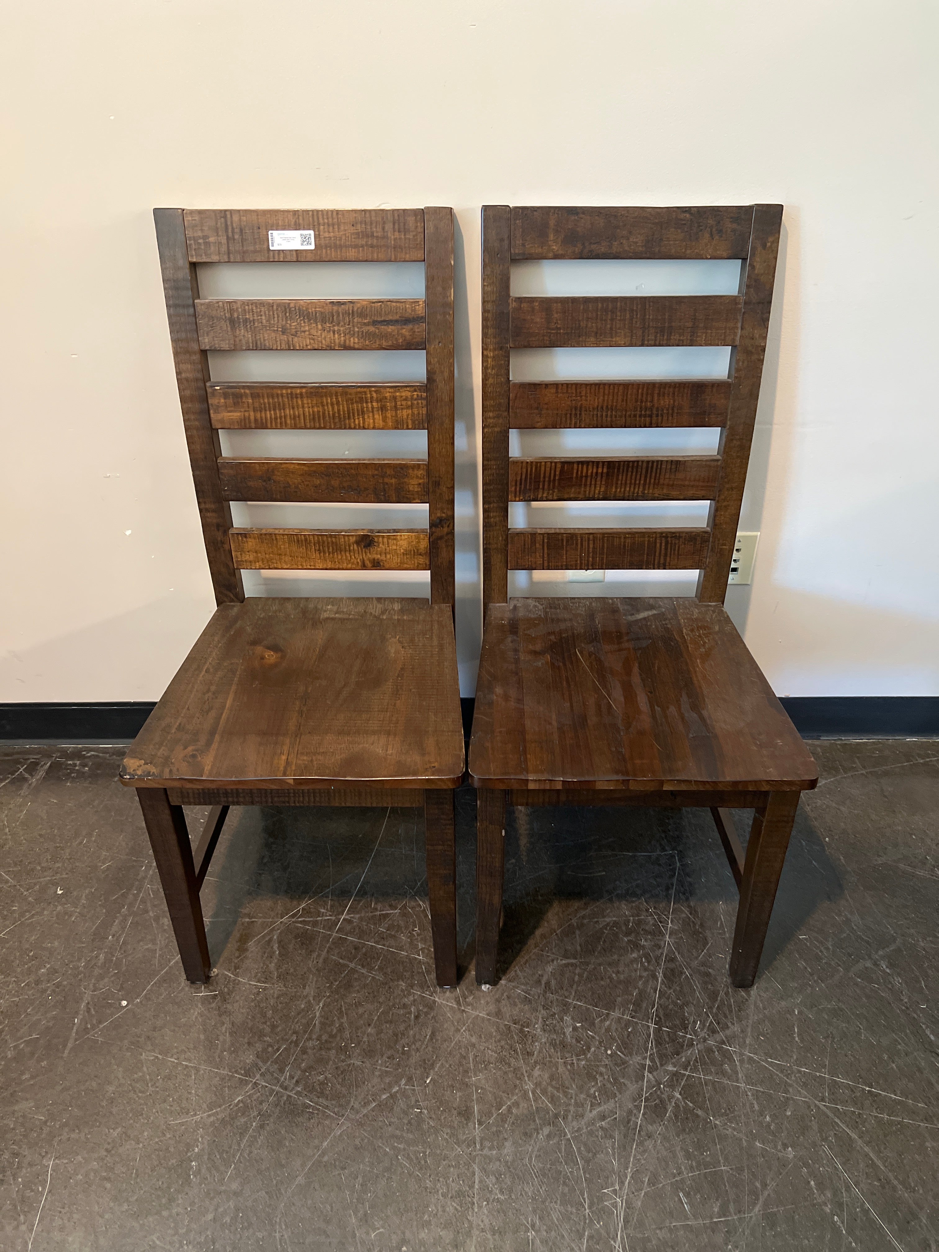 World Market Dark Wood Ladder-Back Dining Chairs