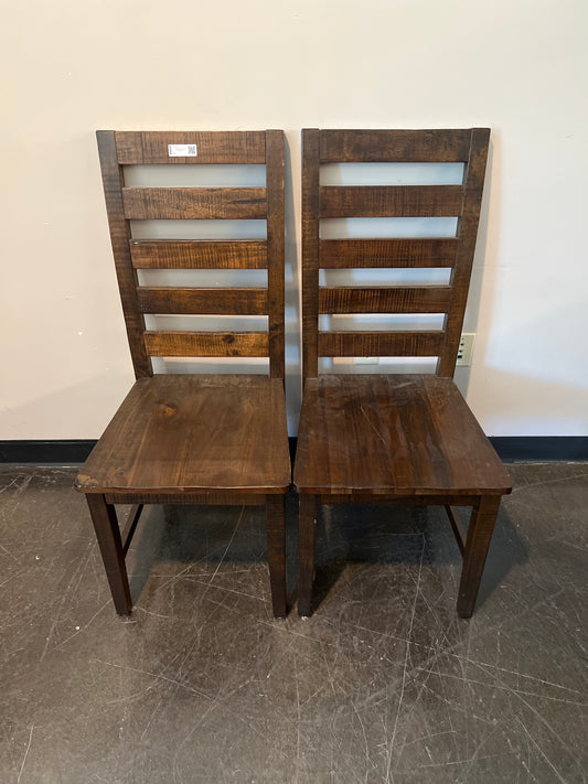 World Market Dark Wood Ladder-Back Dining Chairs