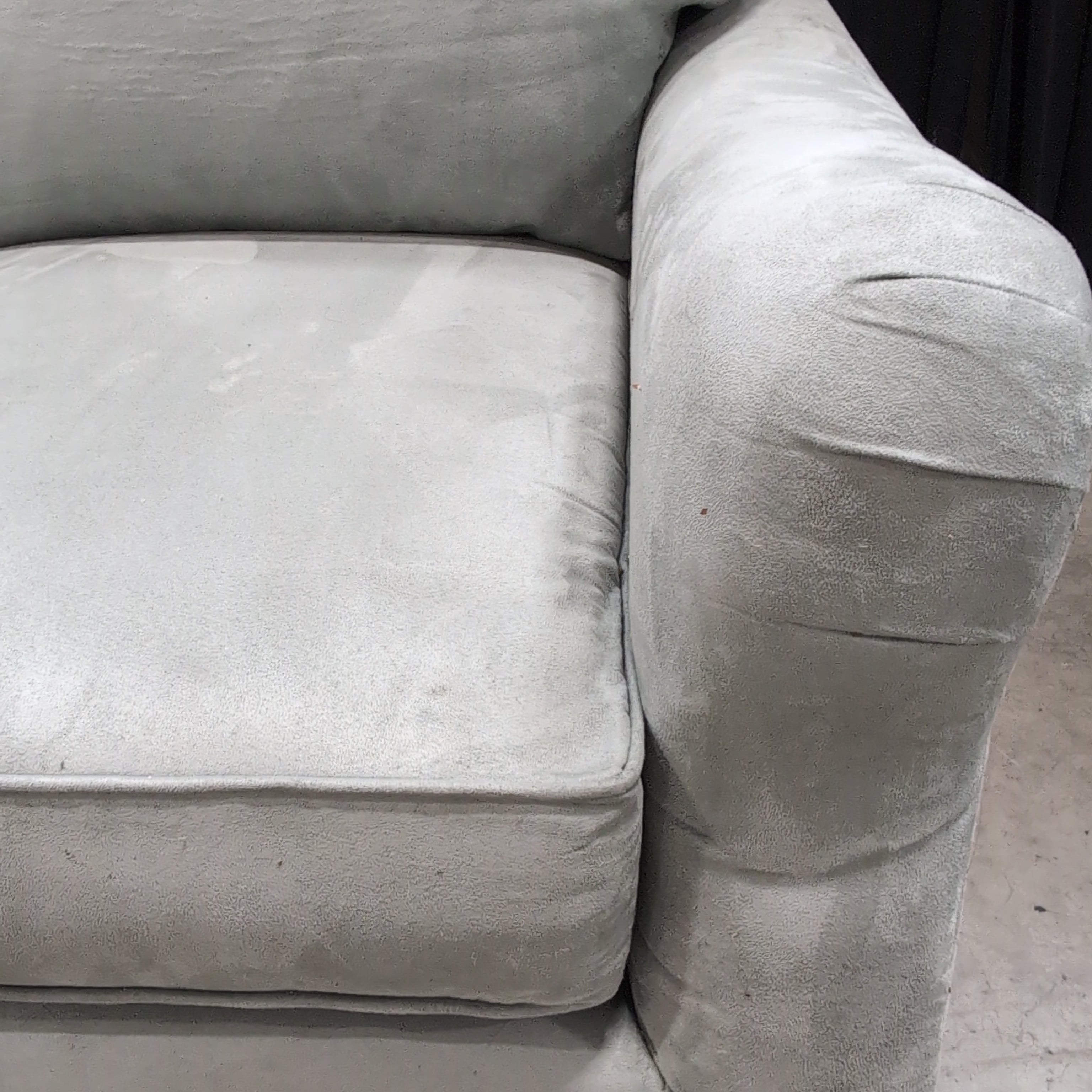 Soft Grey Microfiber Couch with Rolled Arms