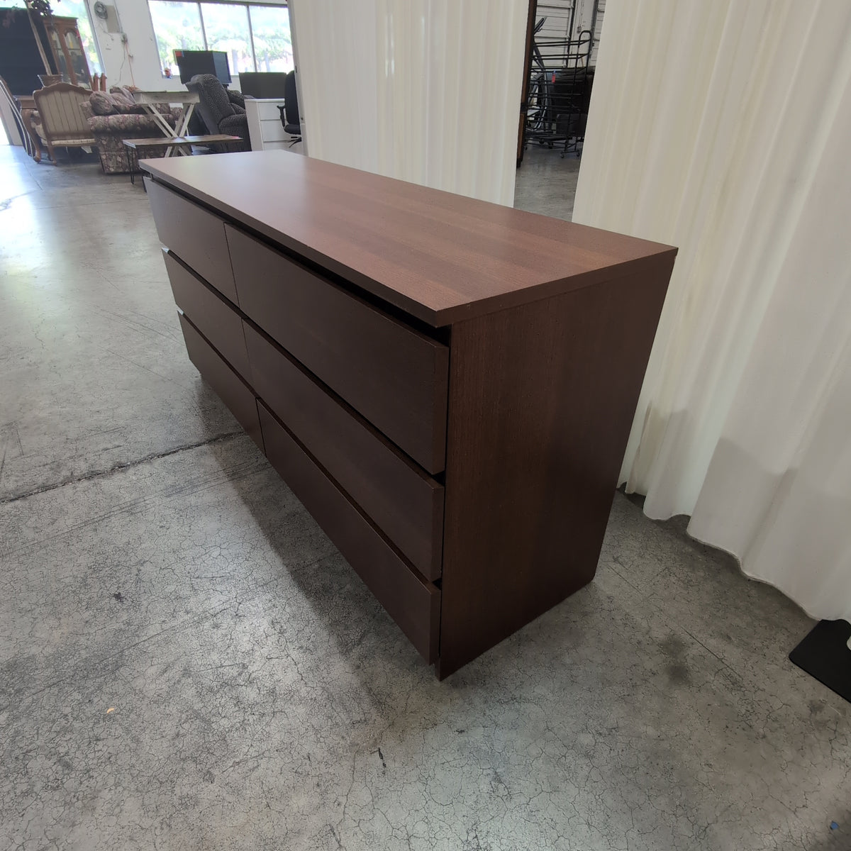 Warm Brown Six-Drawer Wood Dresser
