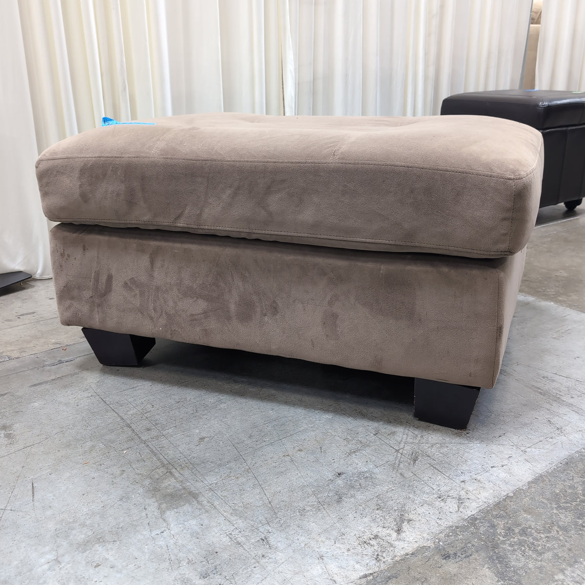 Brown Tufted Fabric Ottoman