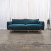 Vinceza Home Designs-Modern Teal Velvet Couch with Wood Base