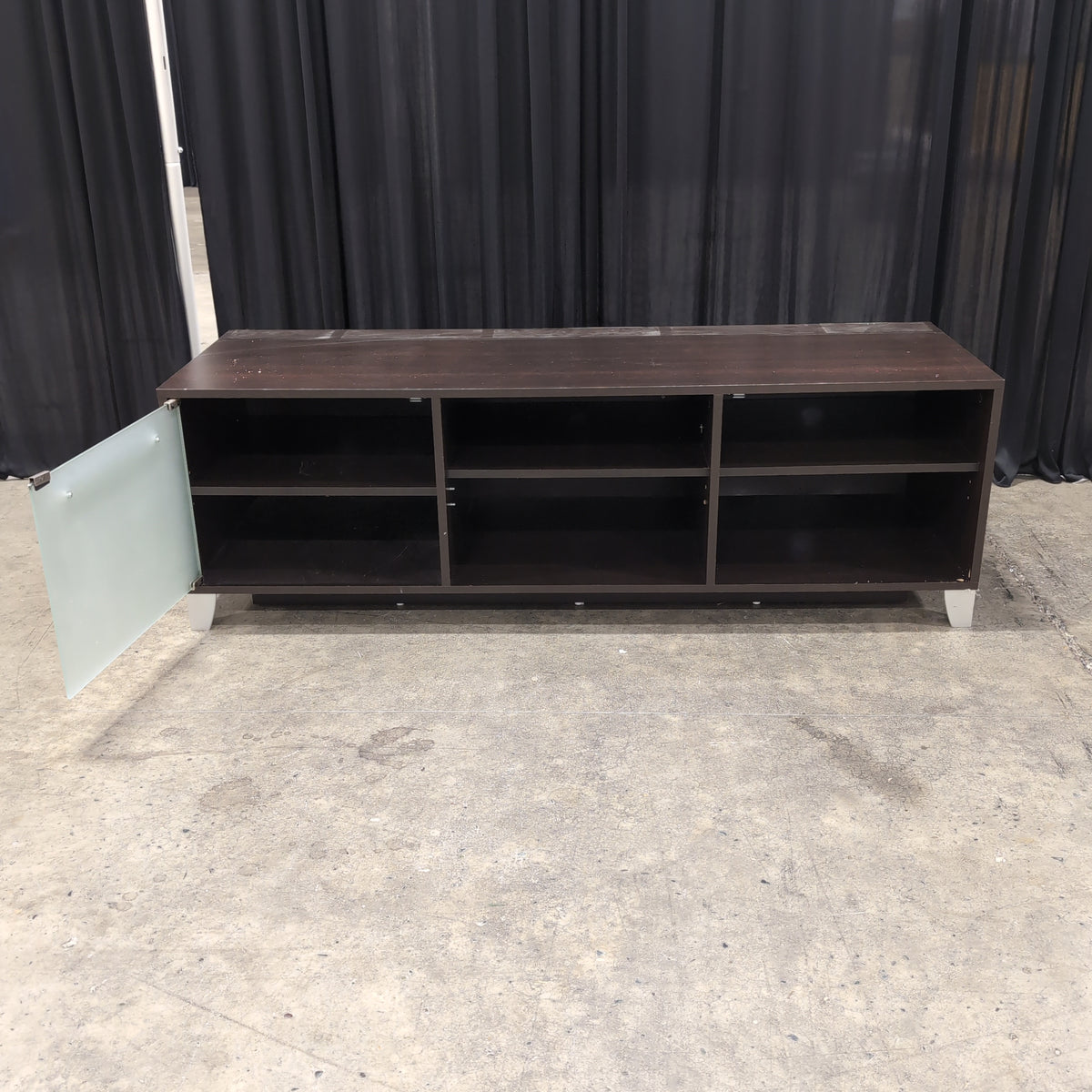 Dark Brown Contemporary TV Stand with Frosted Glass Door