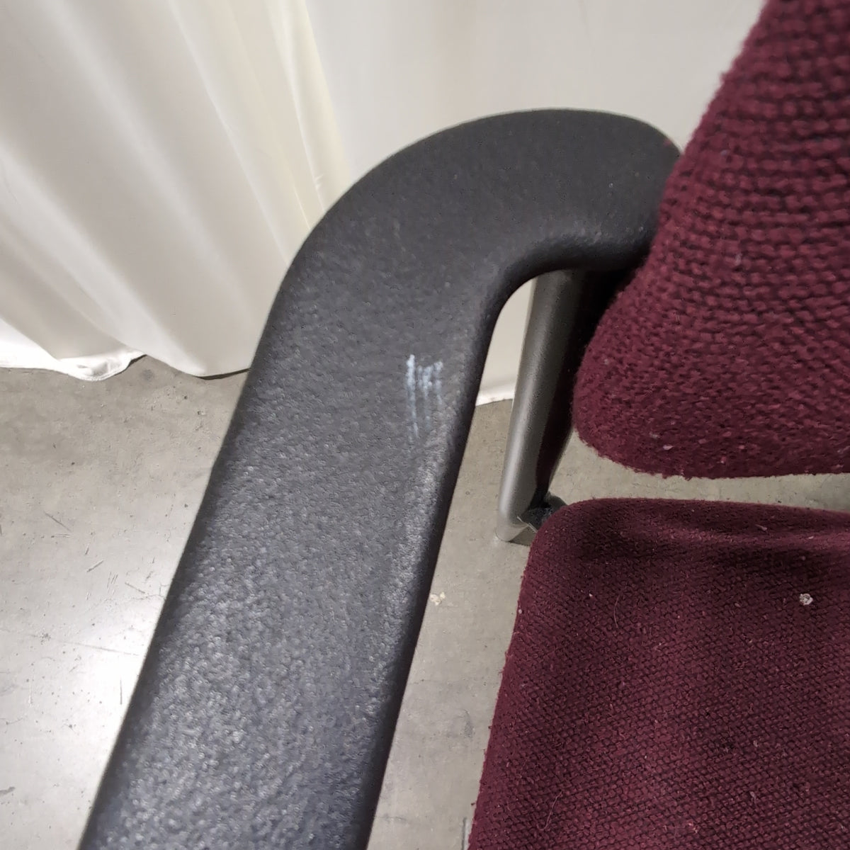 Dark Grey Metal Frame Office Chair in Burgundy Fabric