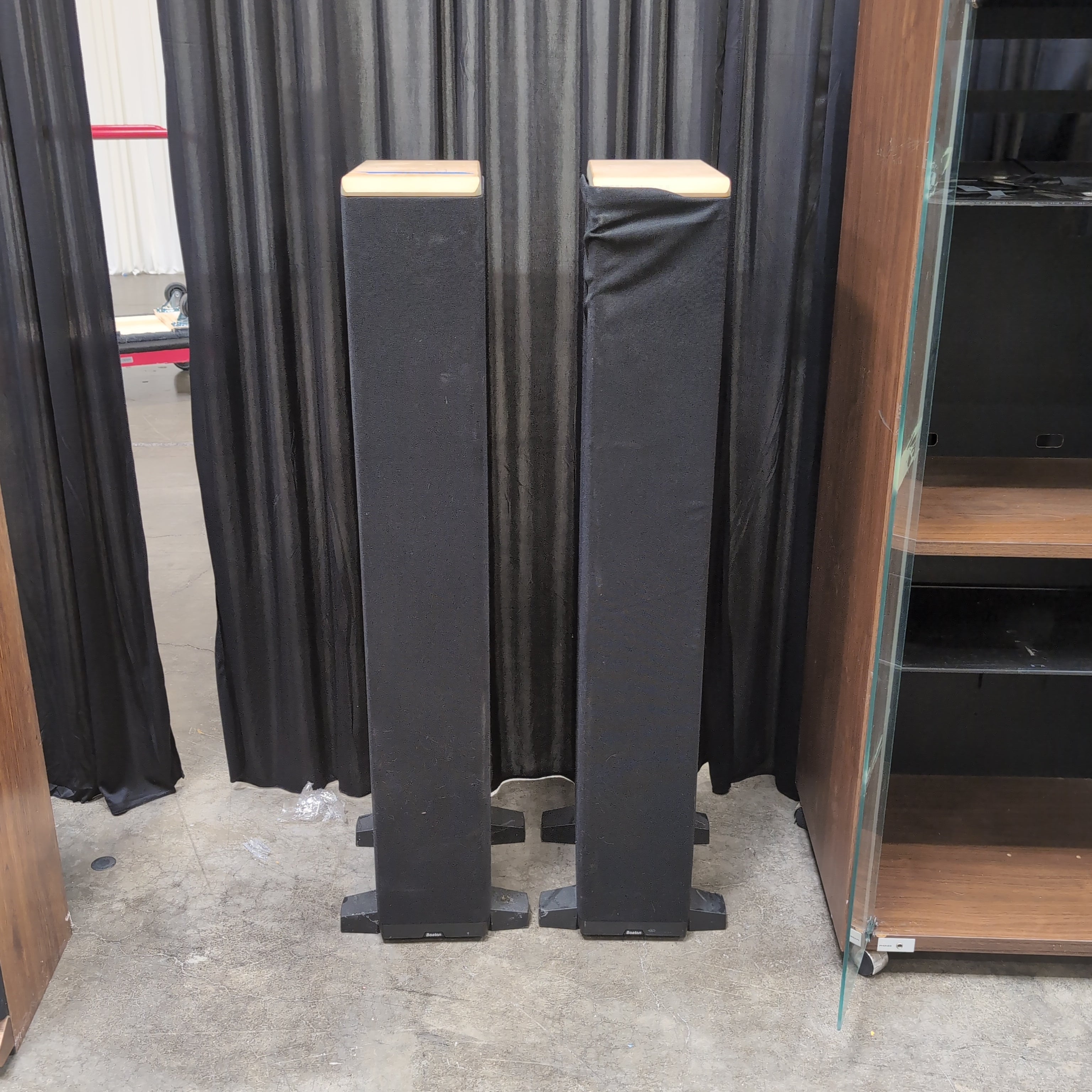 Boston Black Fabric Floor Loudspeakers with Wood Tops