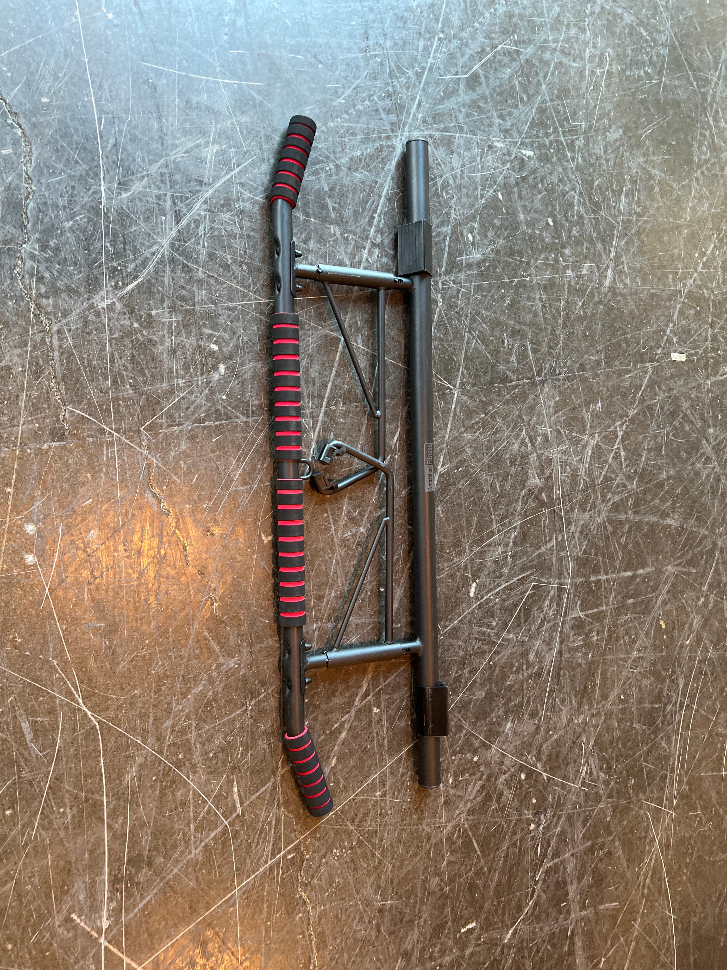 Durable Metal Doorway Pull-Up Bar with Red Grips