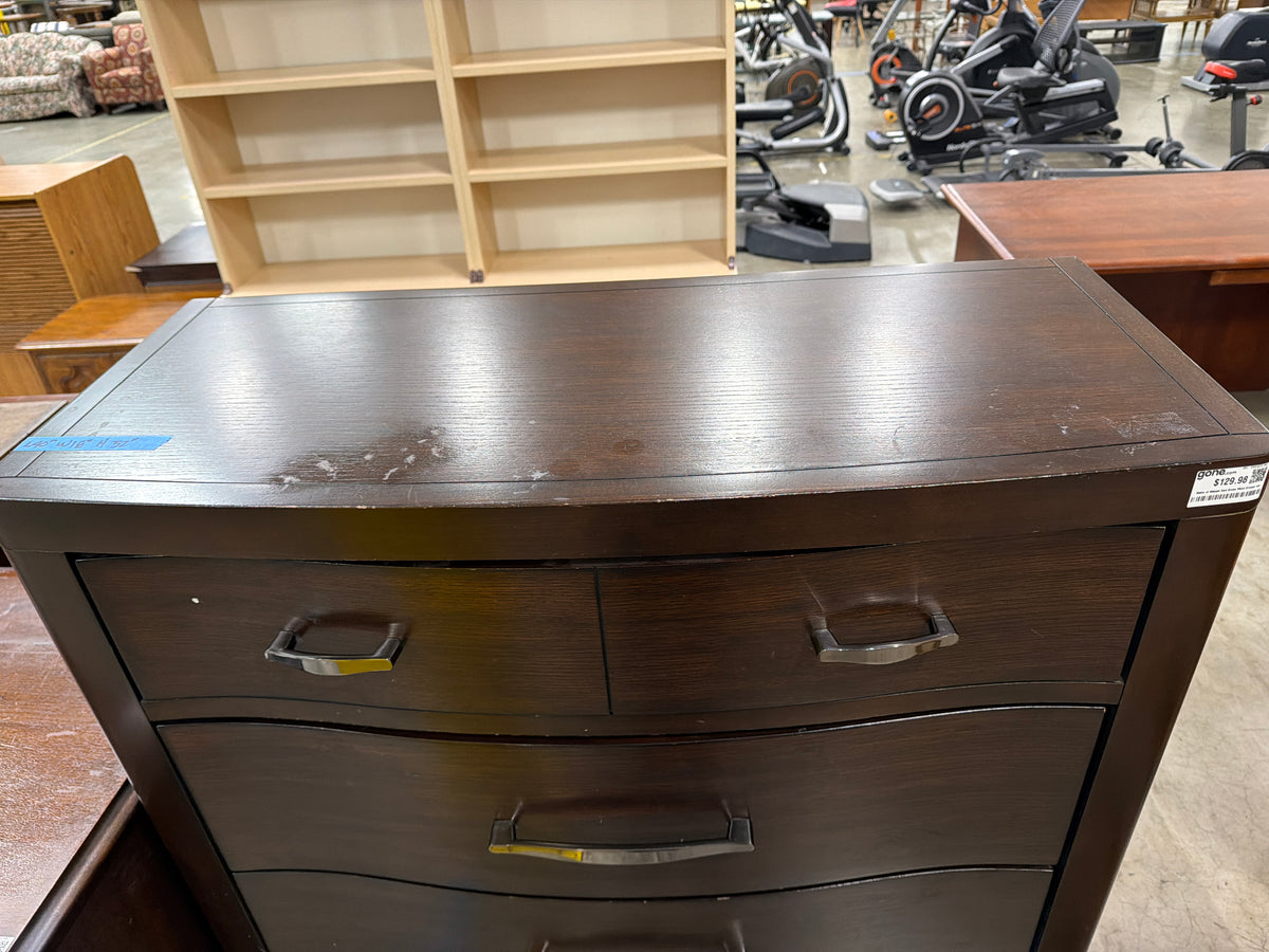 Walter of Wabash Dark Brown Wood Dresser with Curved Drawers