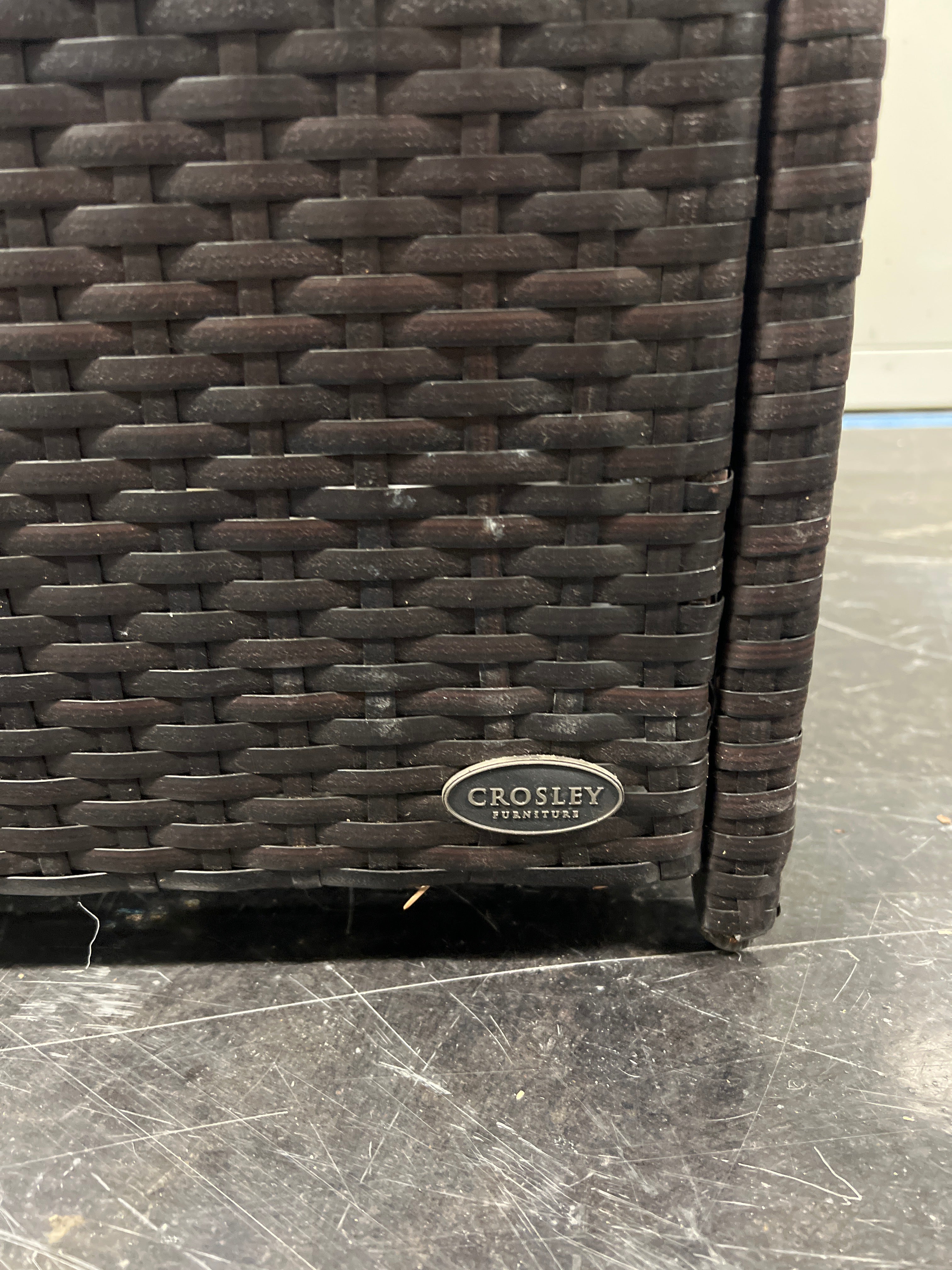 Crosley Furniture Dark Brown Wicker Patio Coffee Table With Glass Top