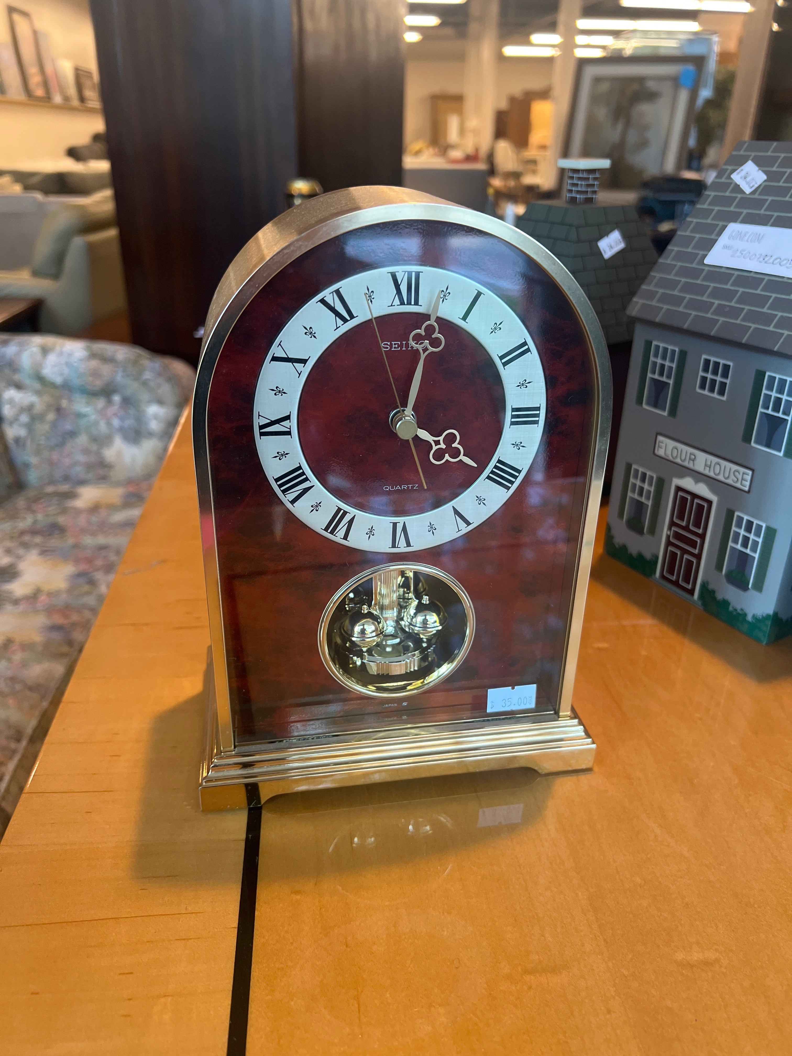 Seiko Quartz Arched Mantel Clock with Roman Numerals