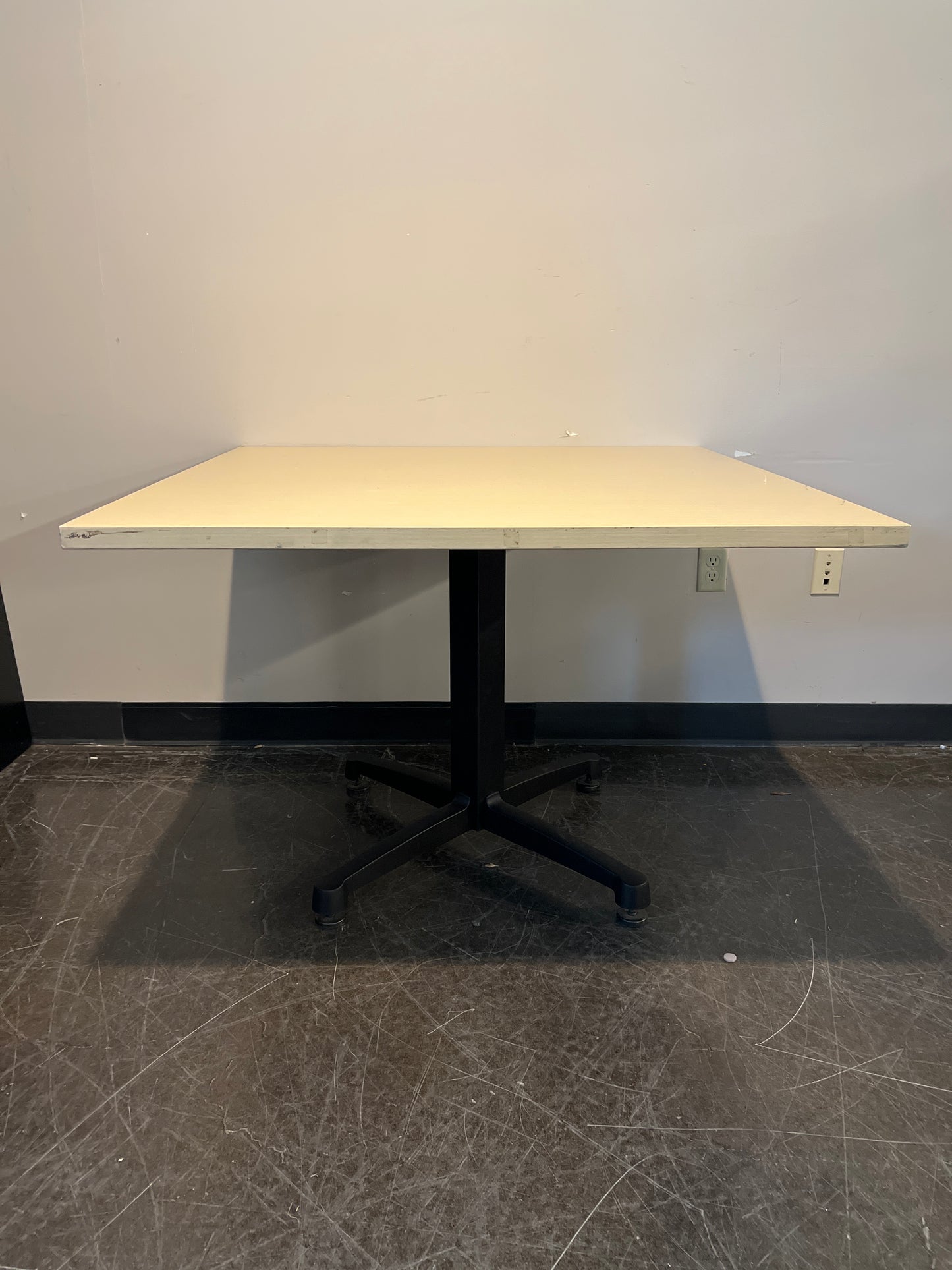 Square Laminate Office Table with Black X-Base – 42” x 42”