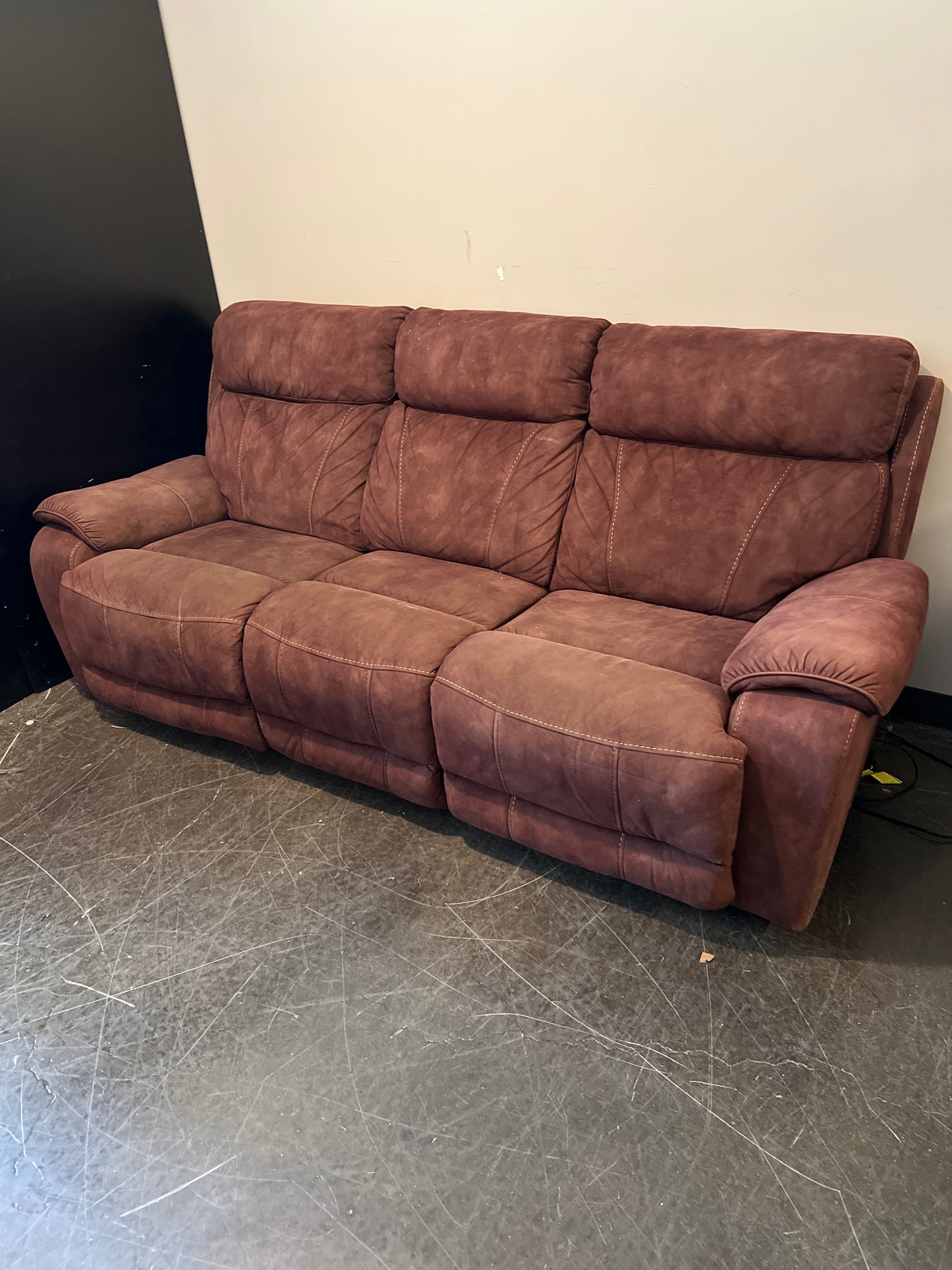 Deep Maroon Reclining Sofa