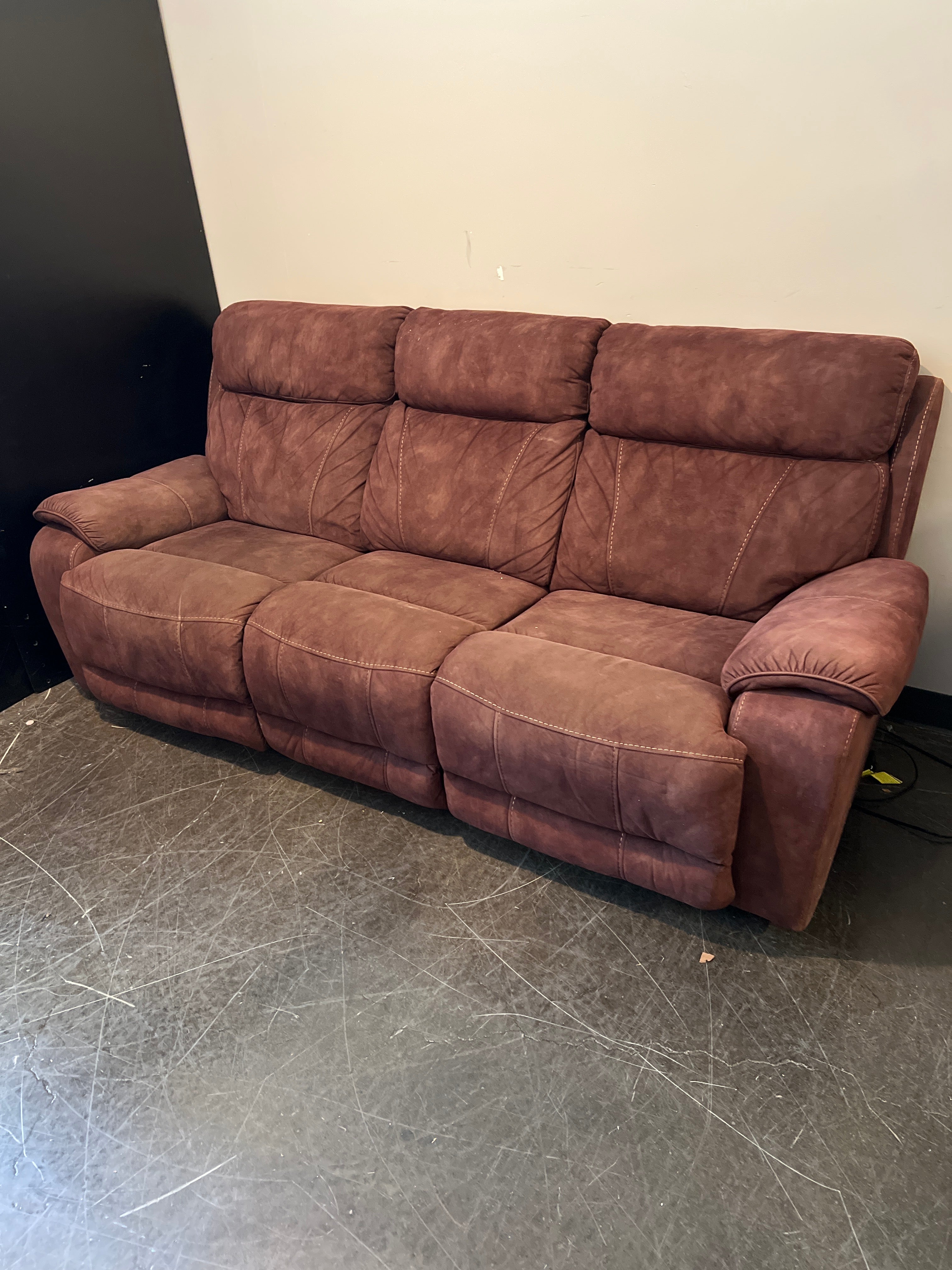 Deep Maroon Reclining Sofa
