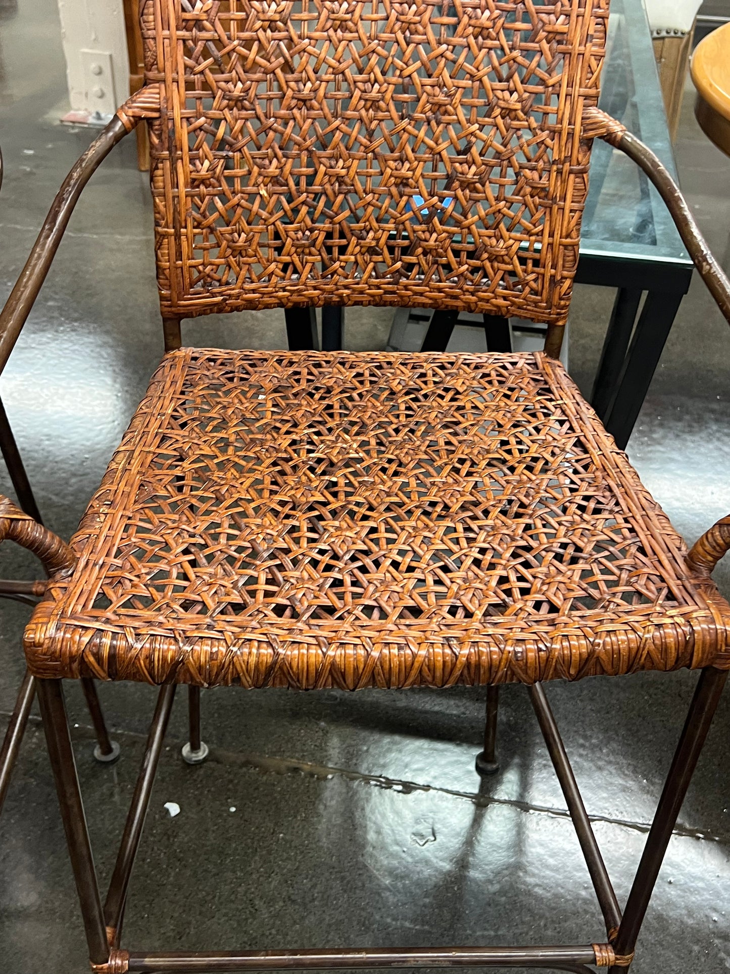 Barstools with Wicker Seats and Backs – Set of 2