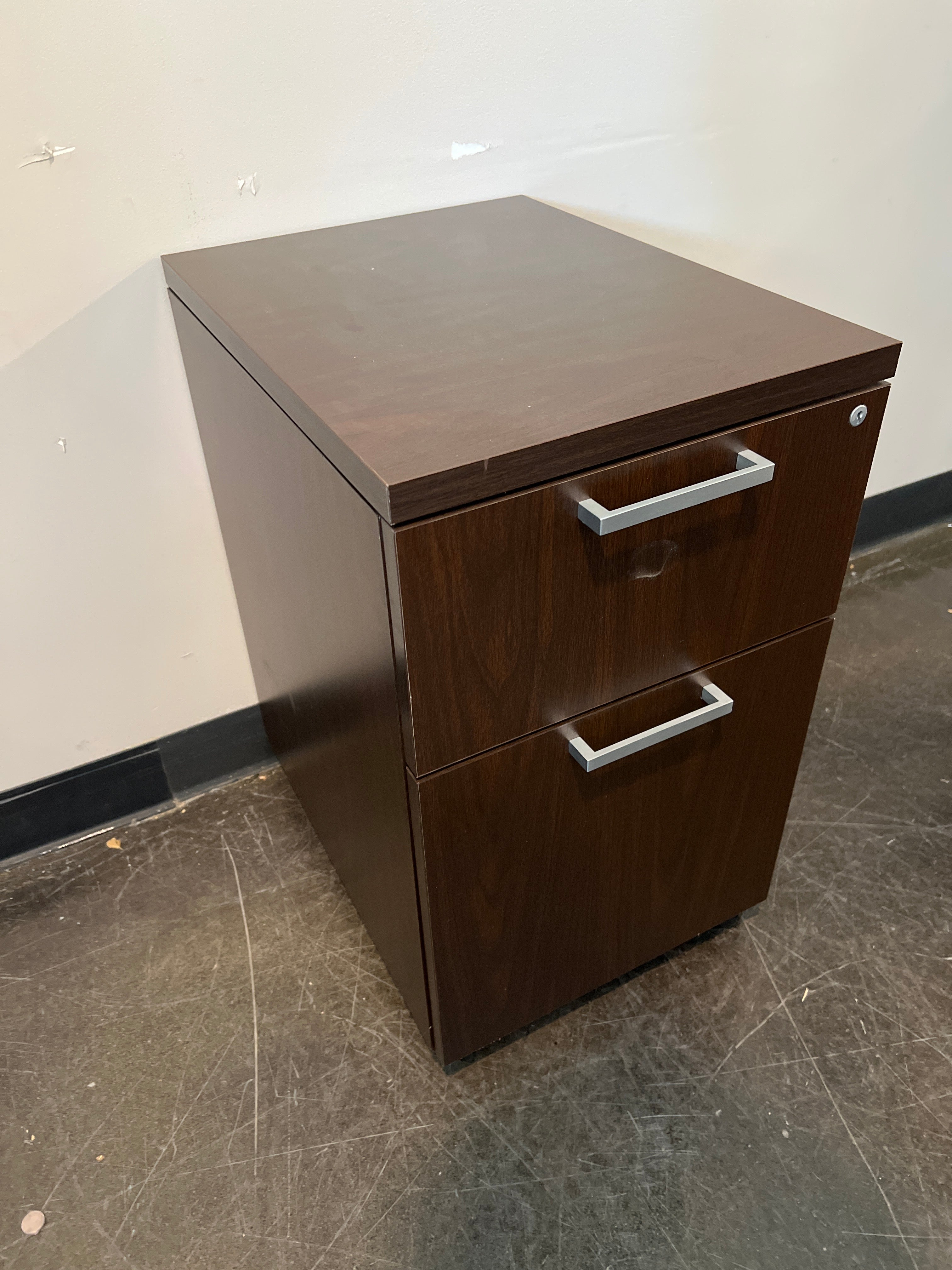 Dark Wood Two-Drawer Mobile File Cabinet
