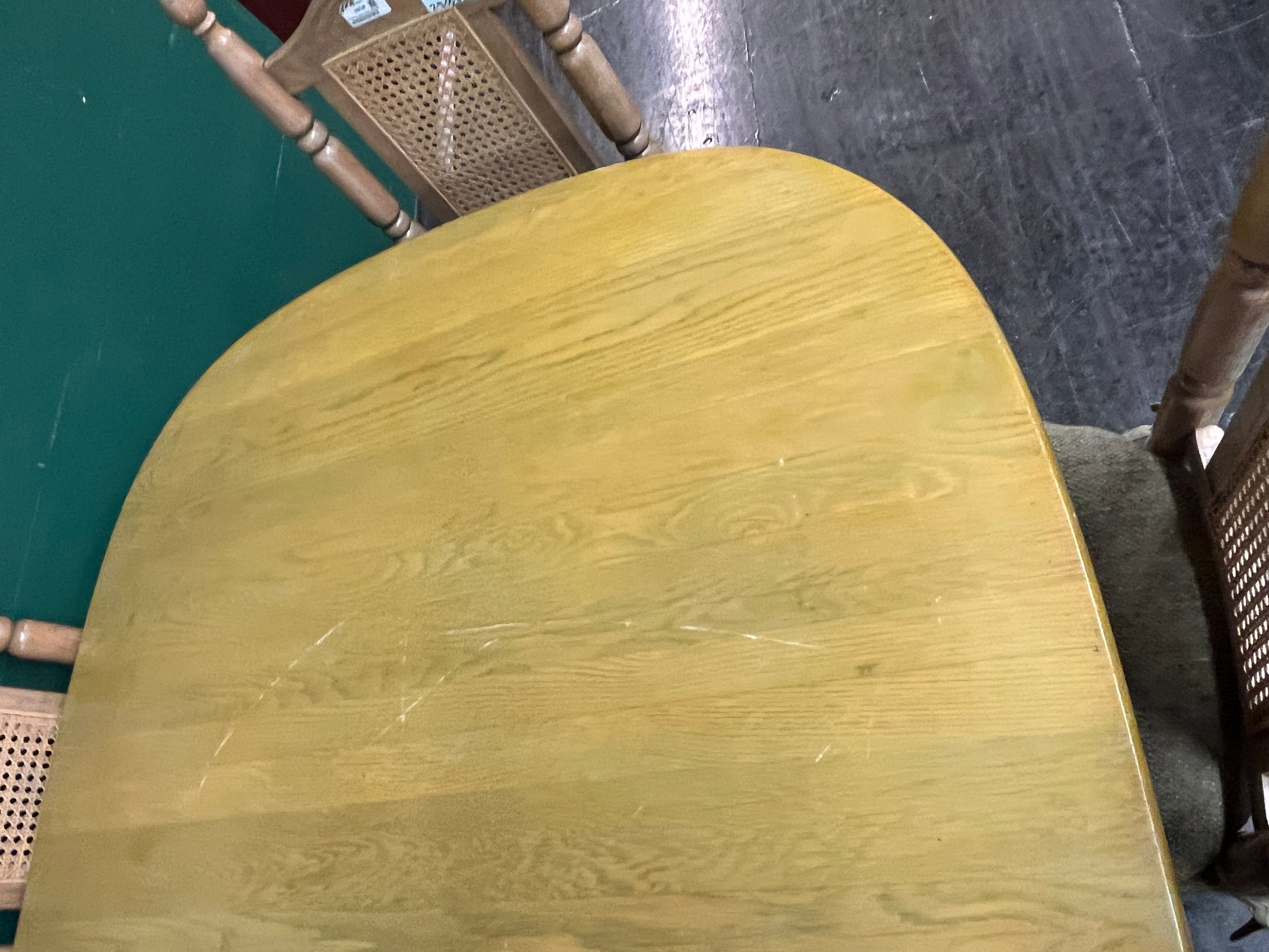 Mid Century Modern Sturdy Wood Dining Set with Six Chairs and Two Leafs