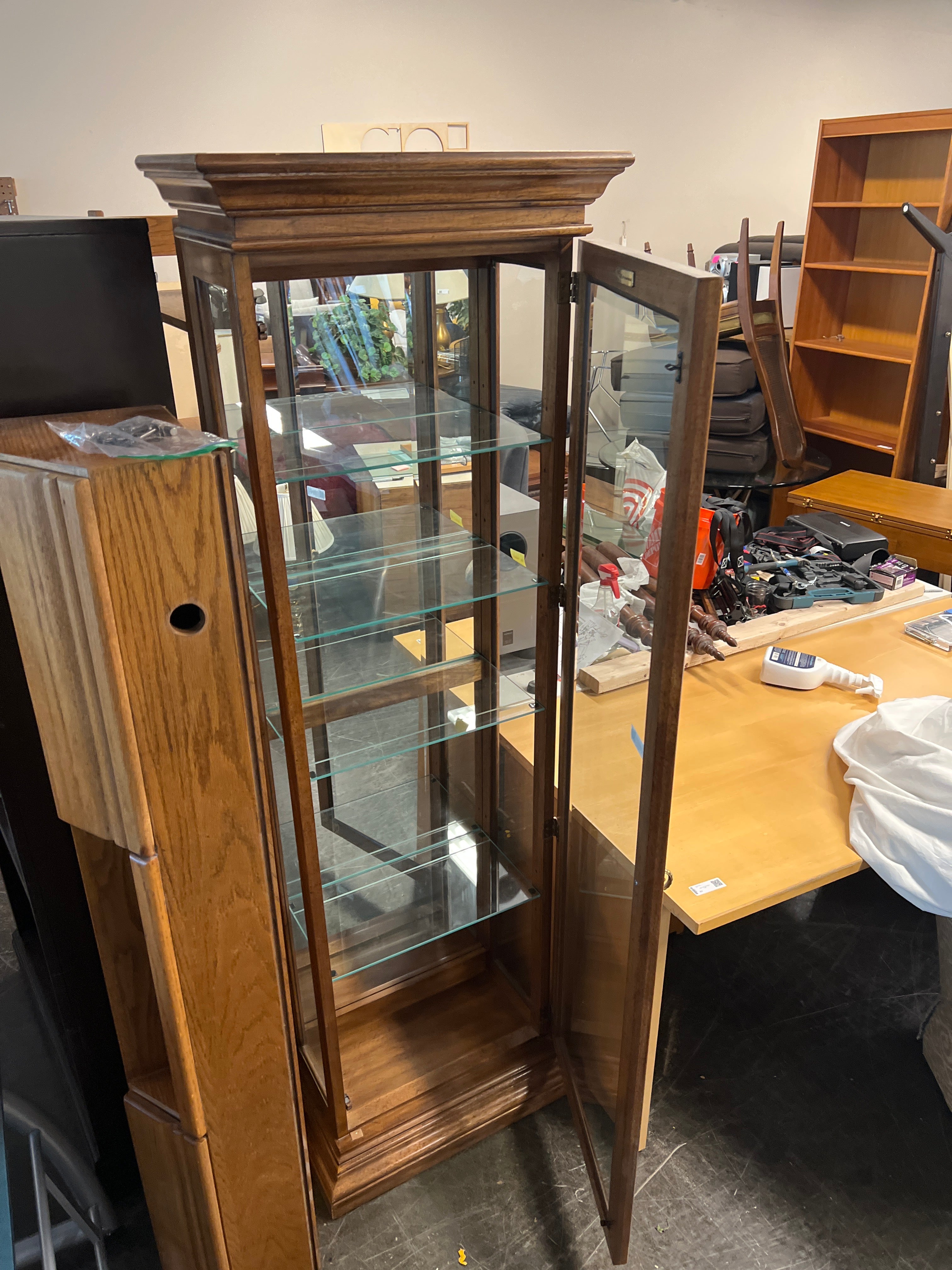 American Furniture Co. Wood and Glass Curio Display Cabinet