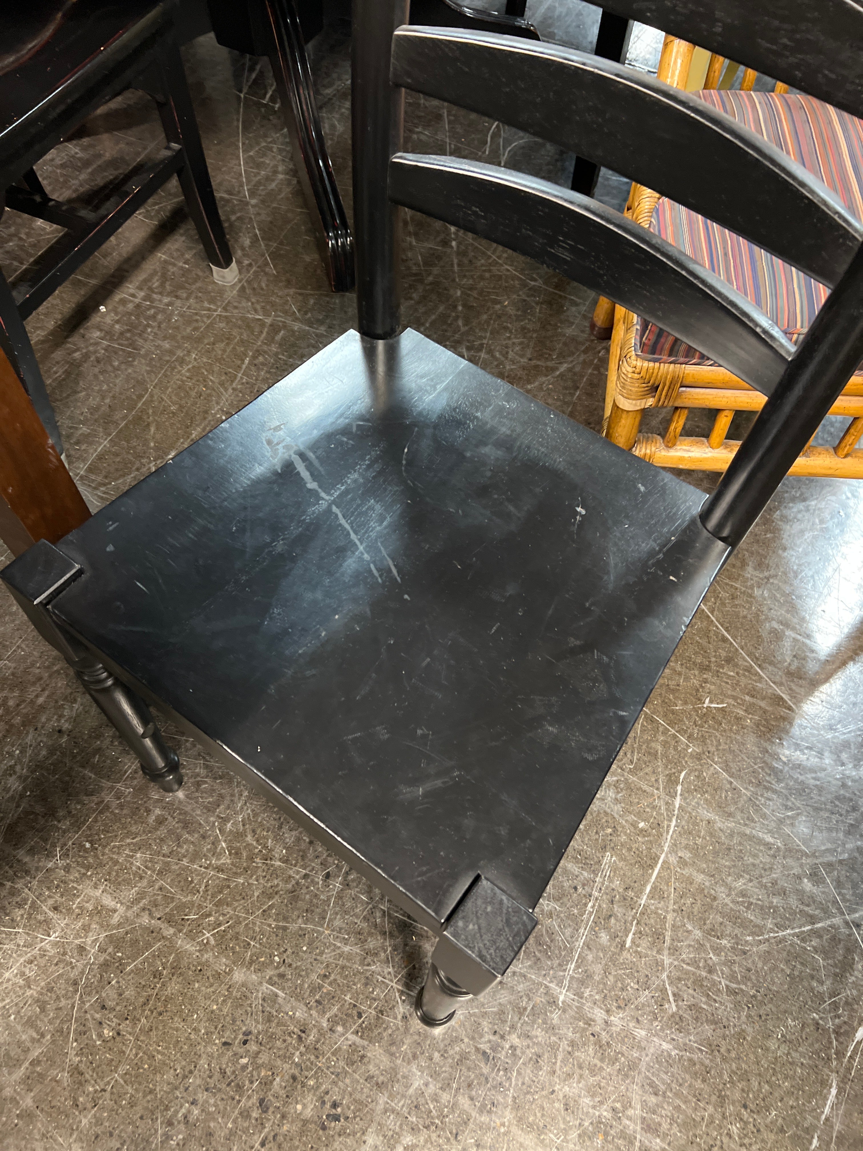 Traditional Black Wood Ladder Back Dining Chair