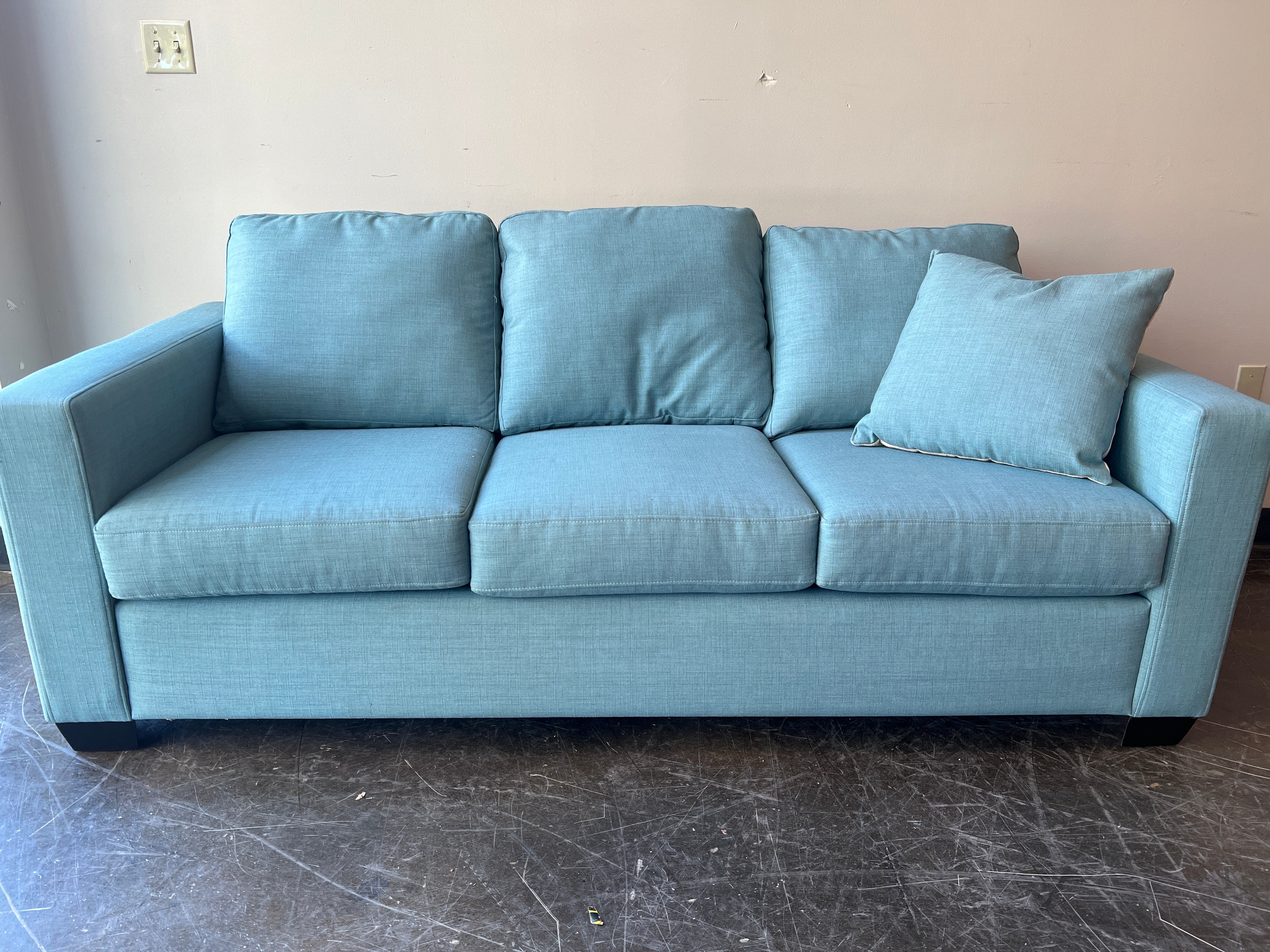 Serene Teal Three-Seat Sofa