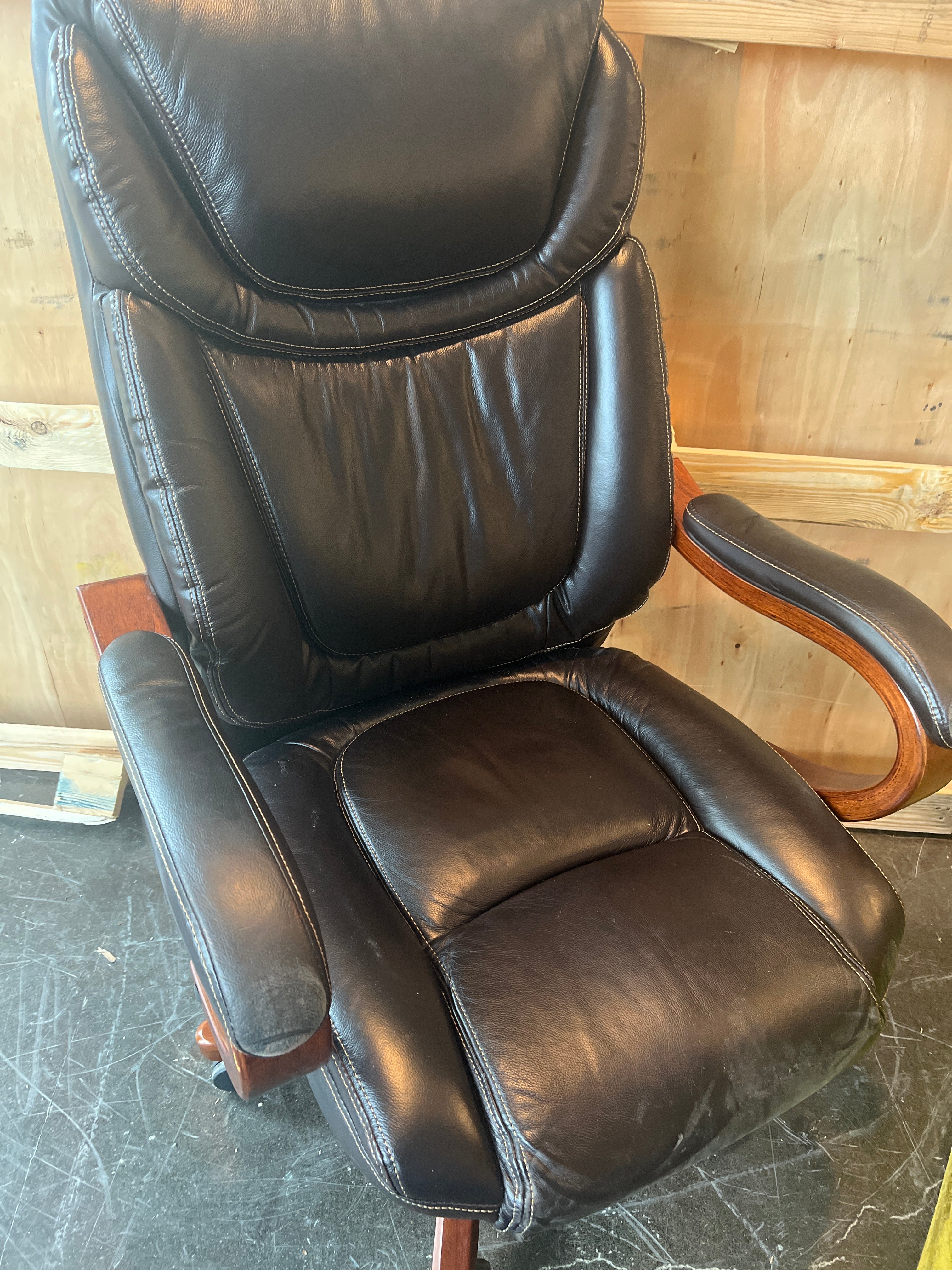 Leather Office chair with wood trim