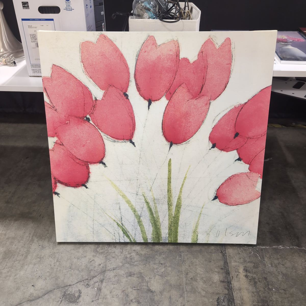 Colorful Sunburst and Red Floral Wall Art Set