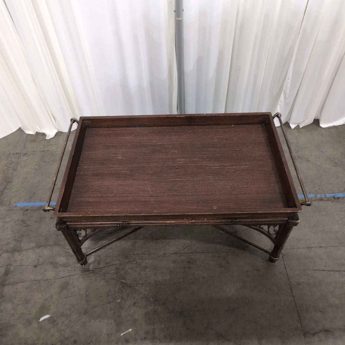 Bamboo Style Dark Wood Coffee Table with Tray Top