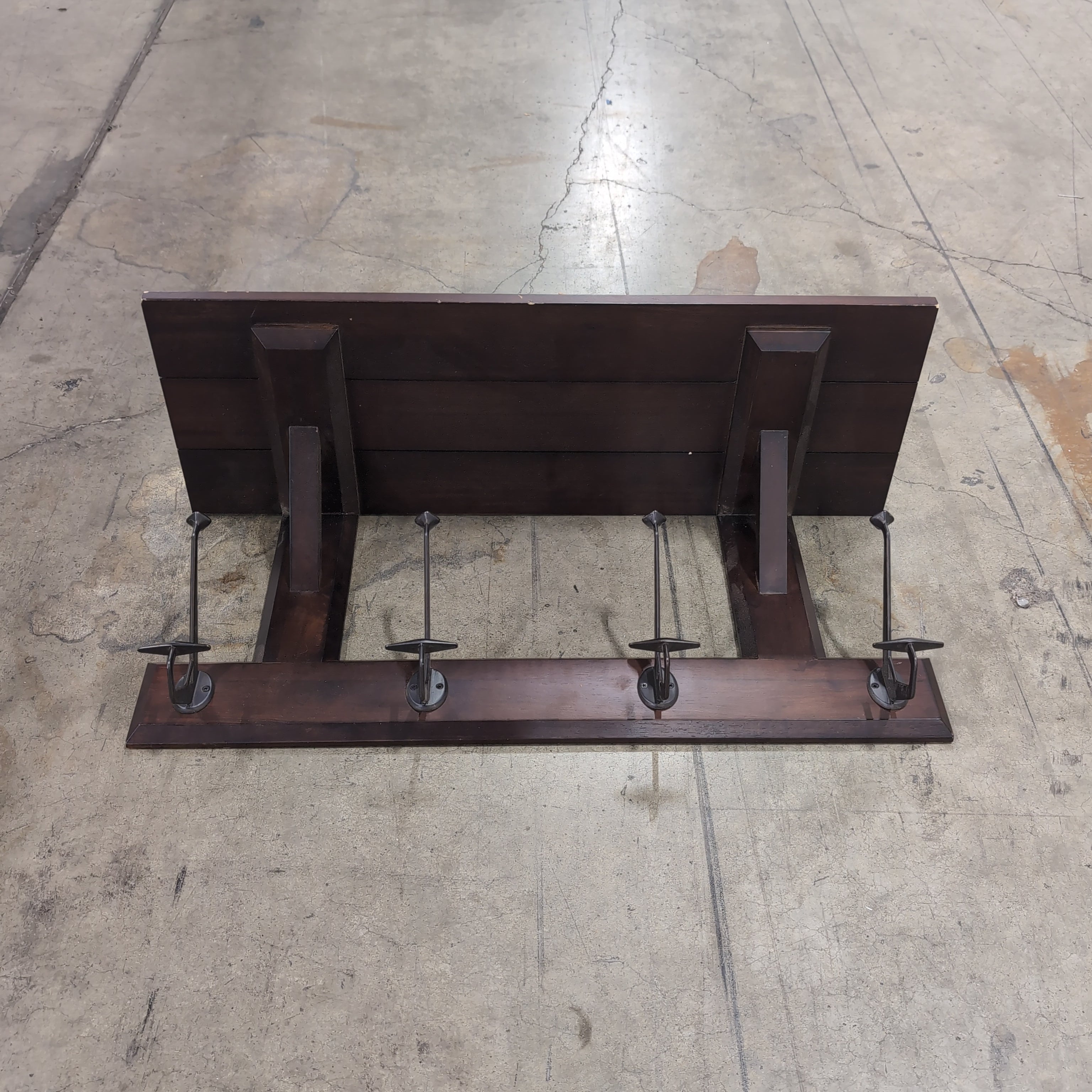 Dark Wood Coat Rack with Metal Hooks