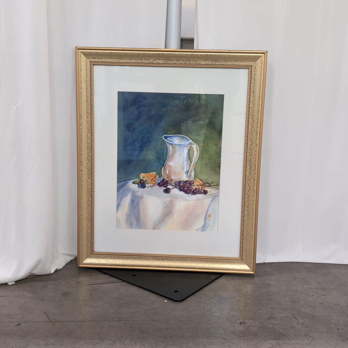 Still Life Watercolor Painting in Gold Frame