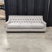 Grey Fabric Tufted Back Couch with Wood Base