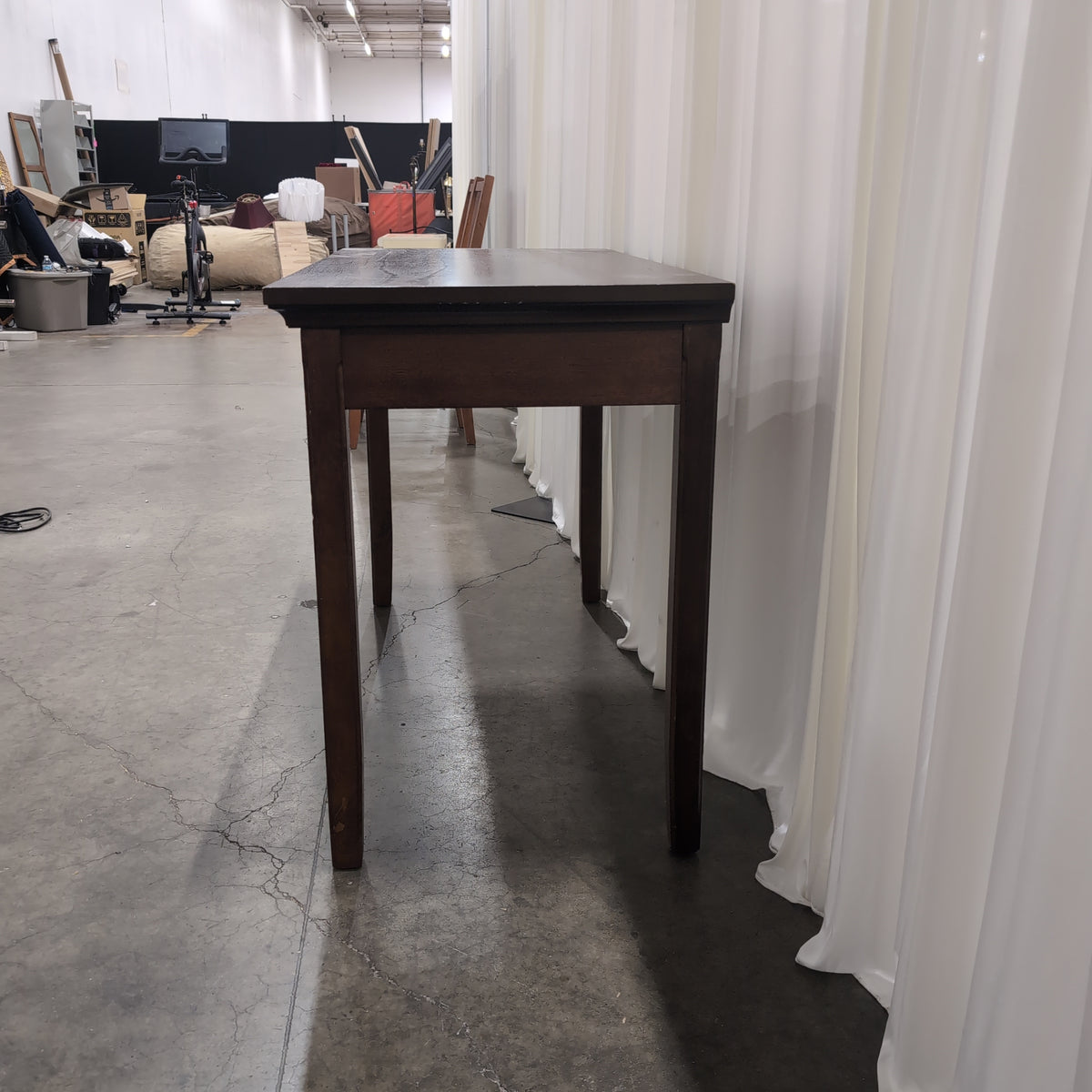 Dark Brown Wood Single-Drawer Desk