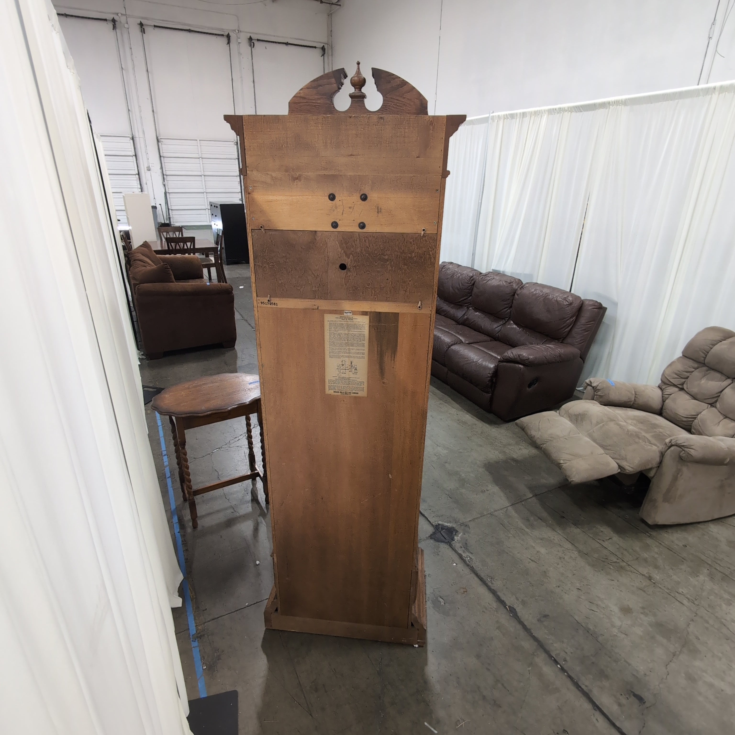 Traditional Carved Wood Grandfather Clock in Oak