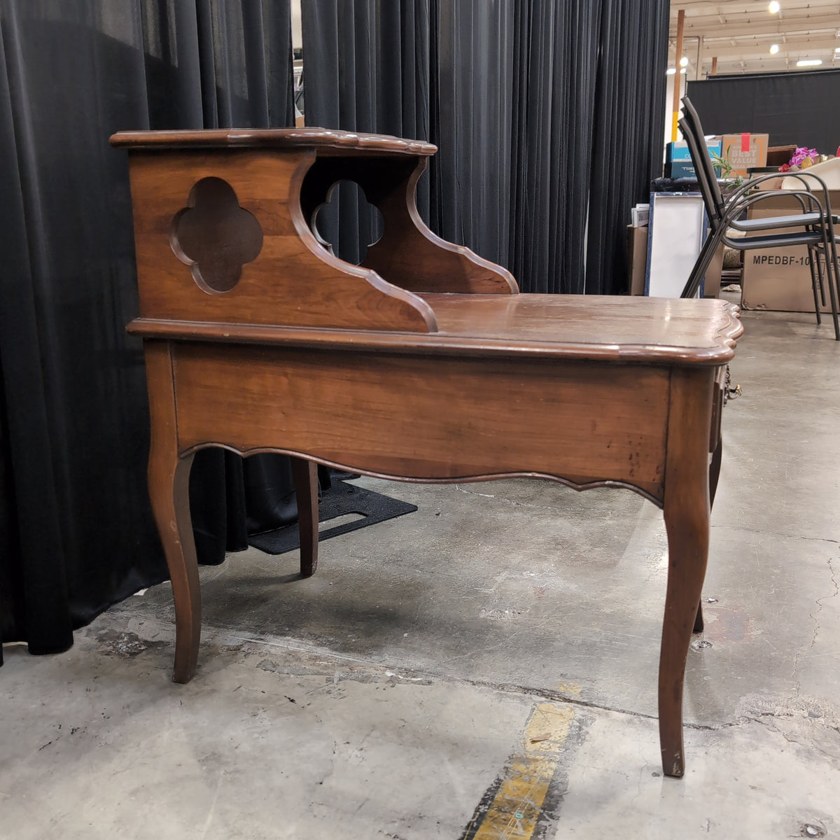 Traditional Brown Wood End Table with Two Tiers