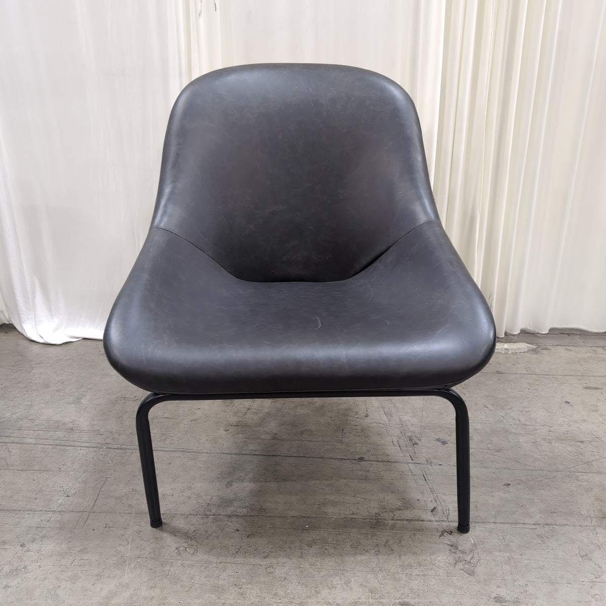 Black Faux Leather Molded Seat Chair