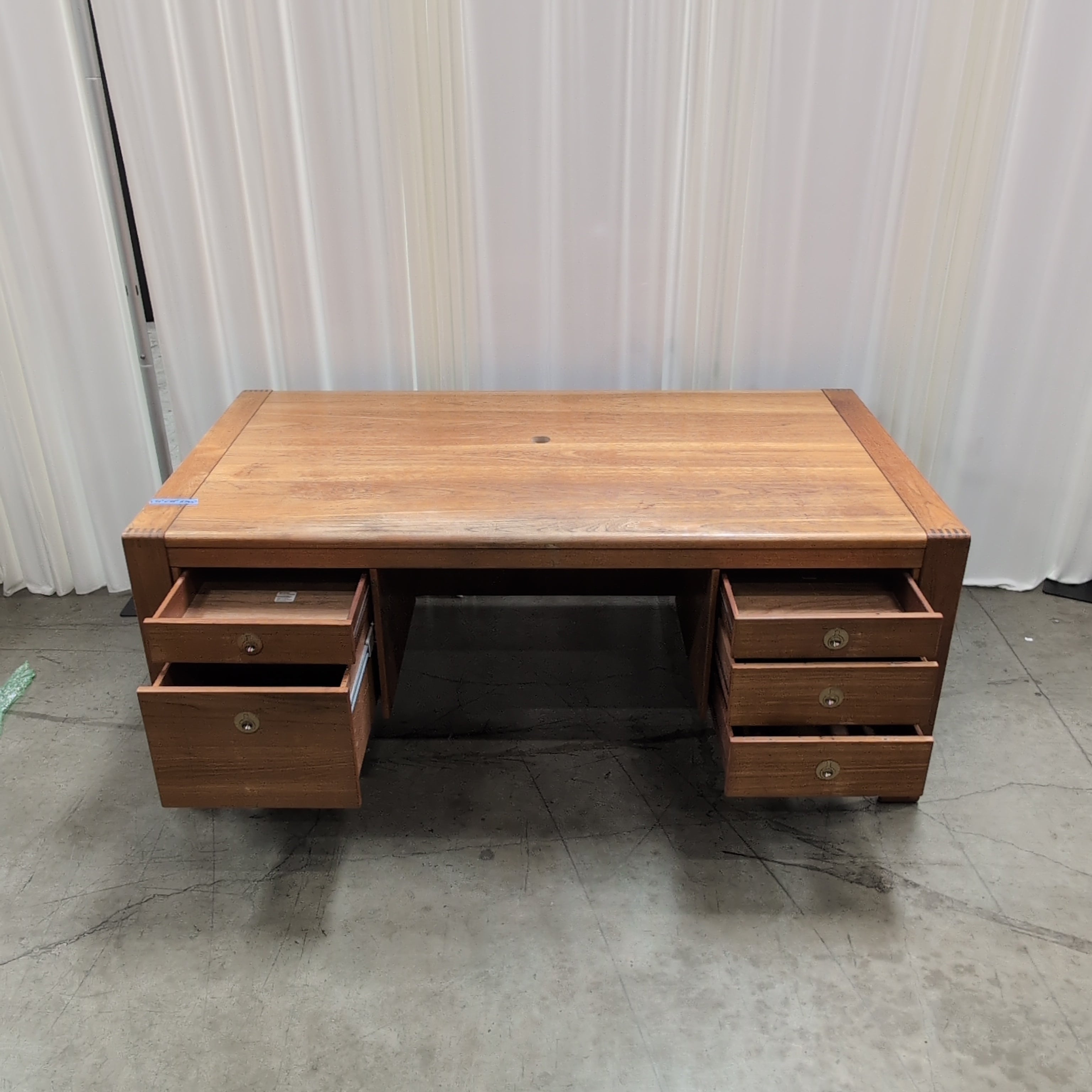 Warm Wood Executive Desk with Multiple Drawers