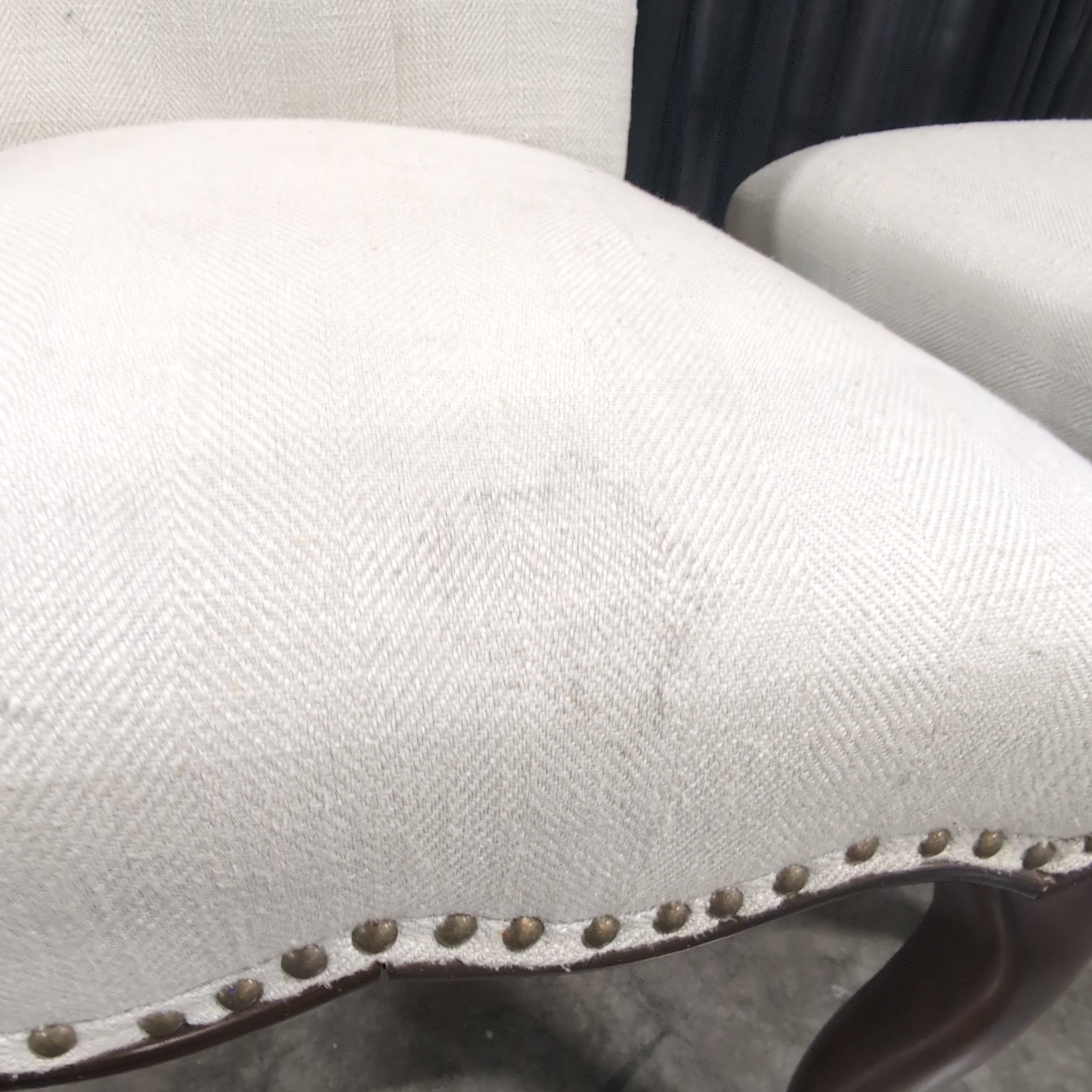 French Provincial Style Light Upholstered Dining Chair with Cabriole Legs
