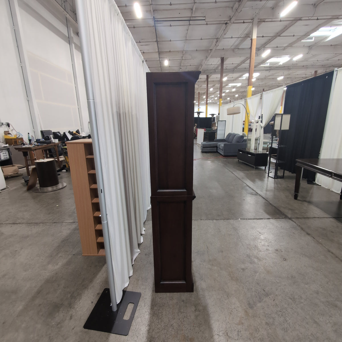 Pair of Pottery Barn Reddish-Brown Wood Wine Cabinet with Top Drawer