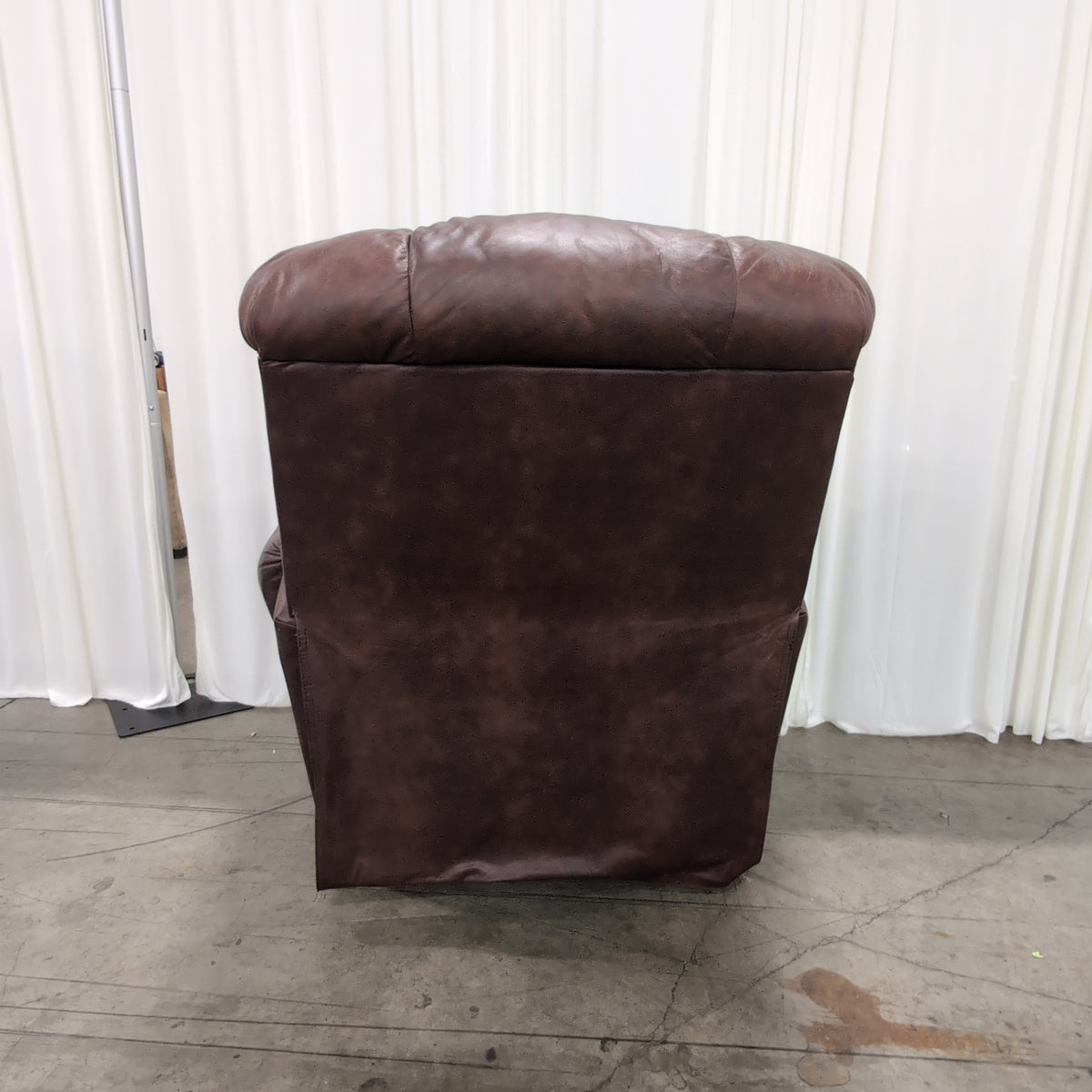 Brown Overstuffed Leather Recliner Chair