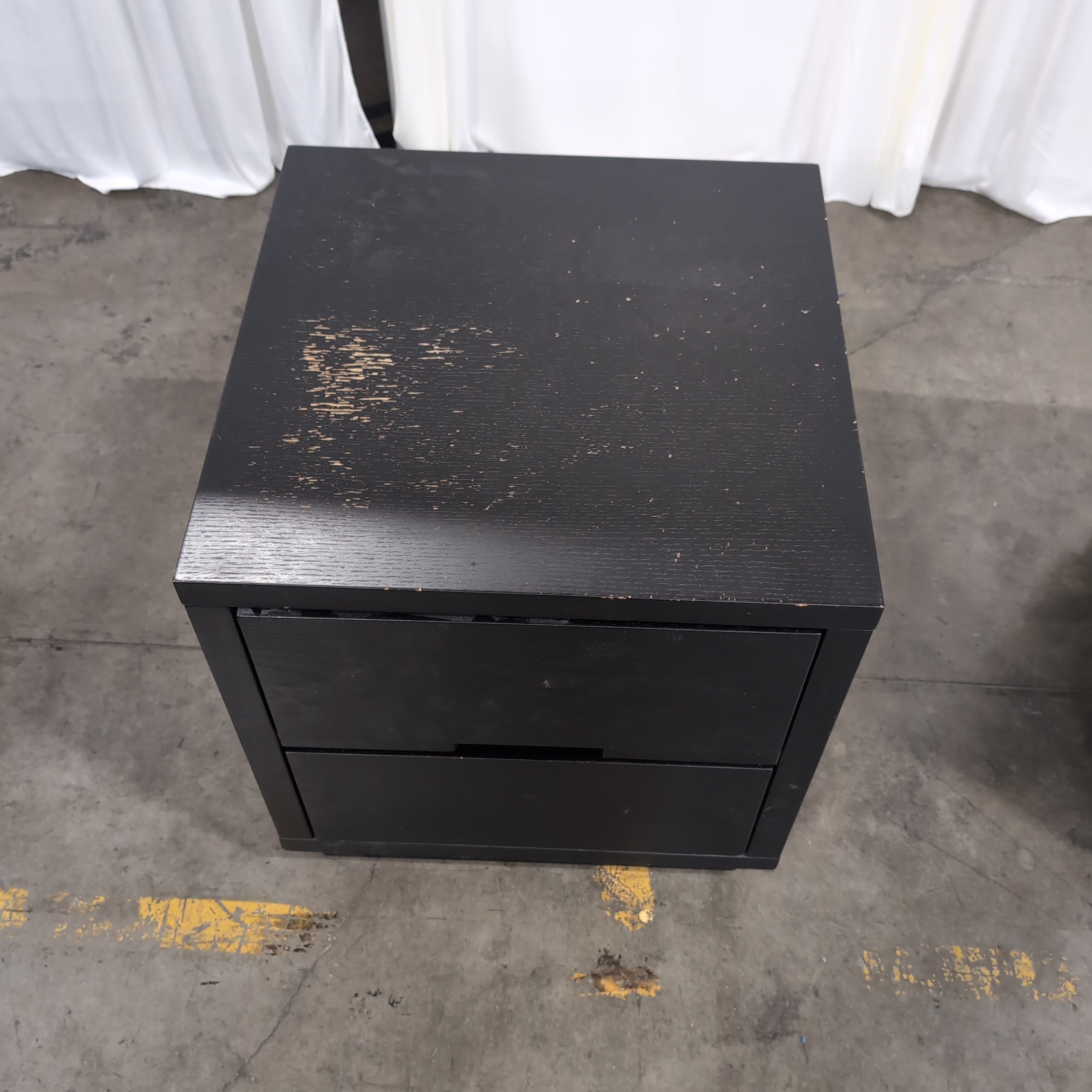 Simple Black Two-Drawer Nightstand