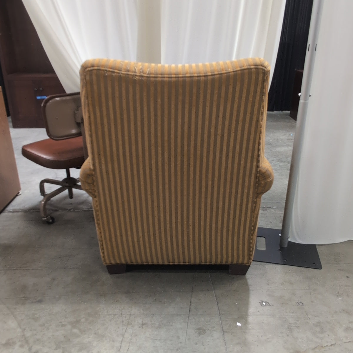 Traditional Gold Striped Fabric Armchair