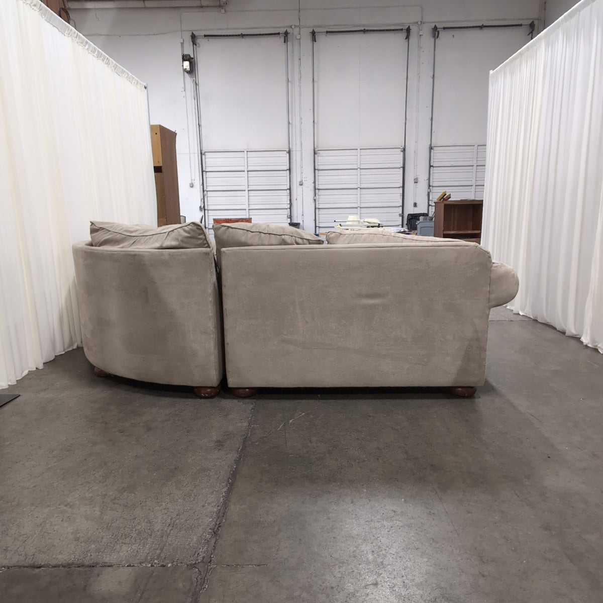 Bassett Tan Fabric L-Shaped Sectional Couch