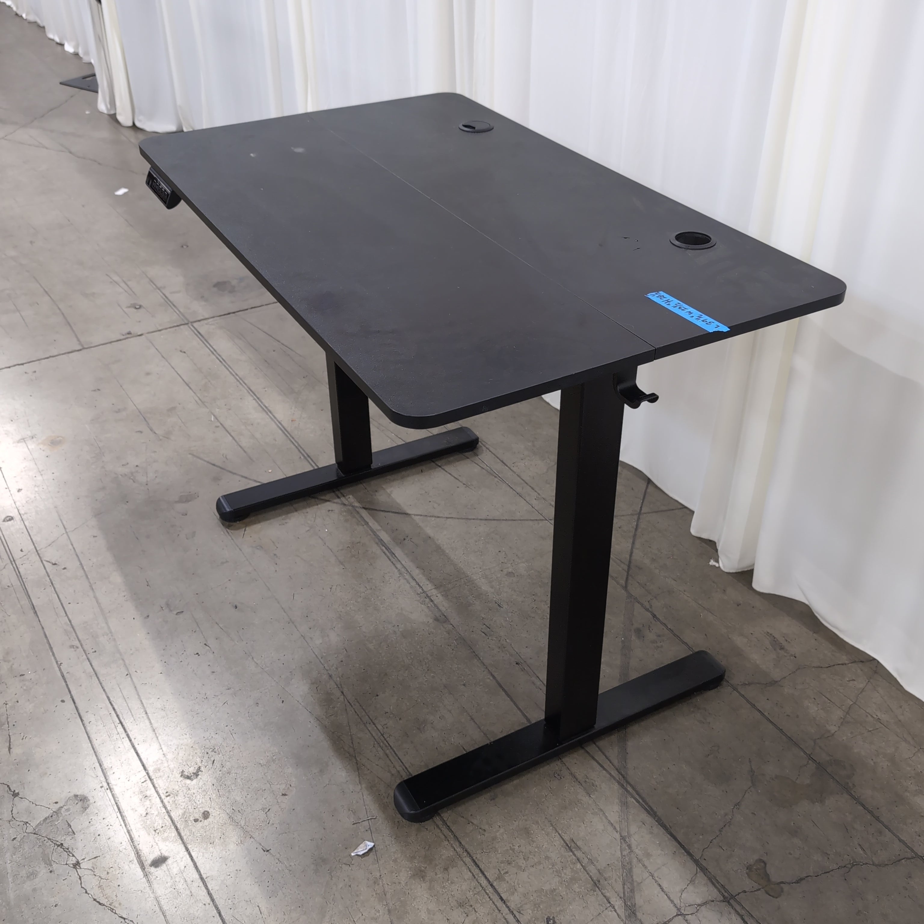Black Electric Height-Adjustable Desk with Grommet Holes