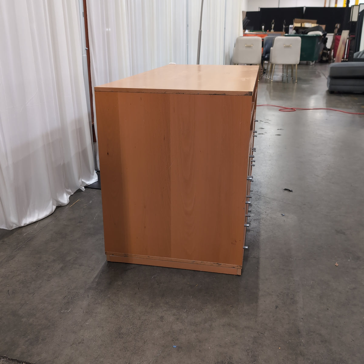 Light Wood Tone Open Shelf TV Stand