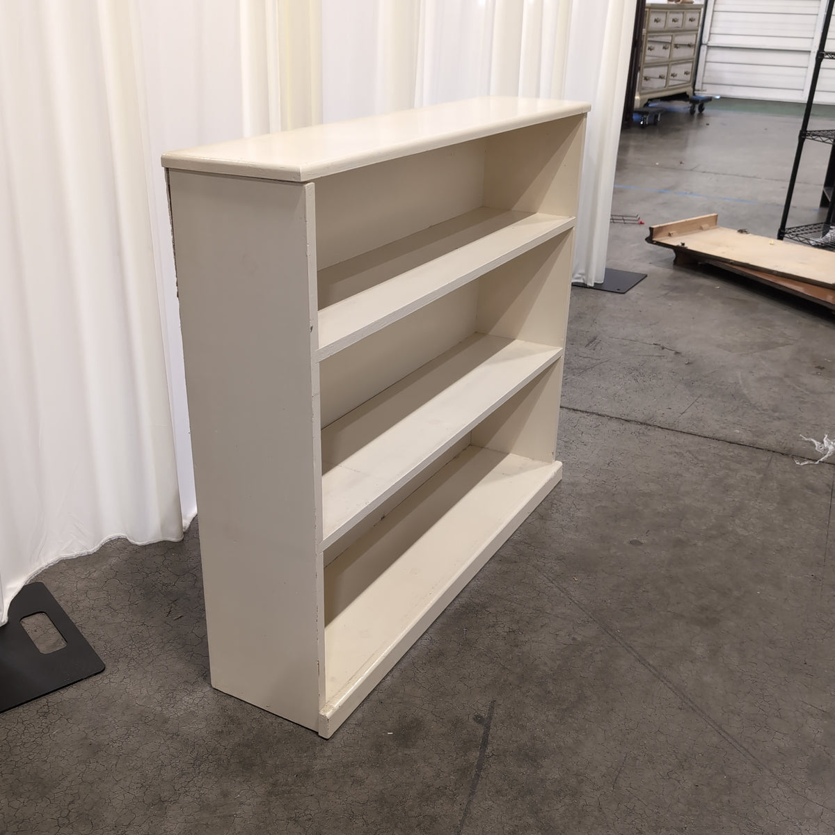 Cream Four-Shelf Storage Bookcase in Painted Wood