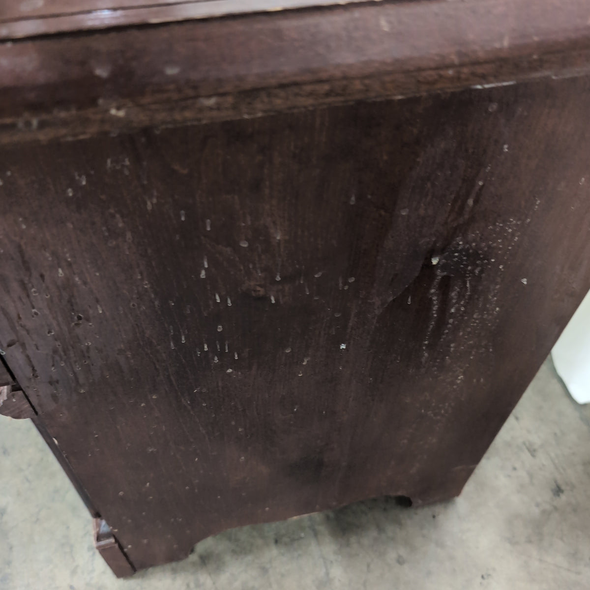Traditional Dark Wood Two-Drawer Nightstand with Ornate Hardware
