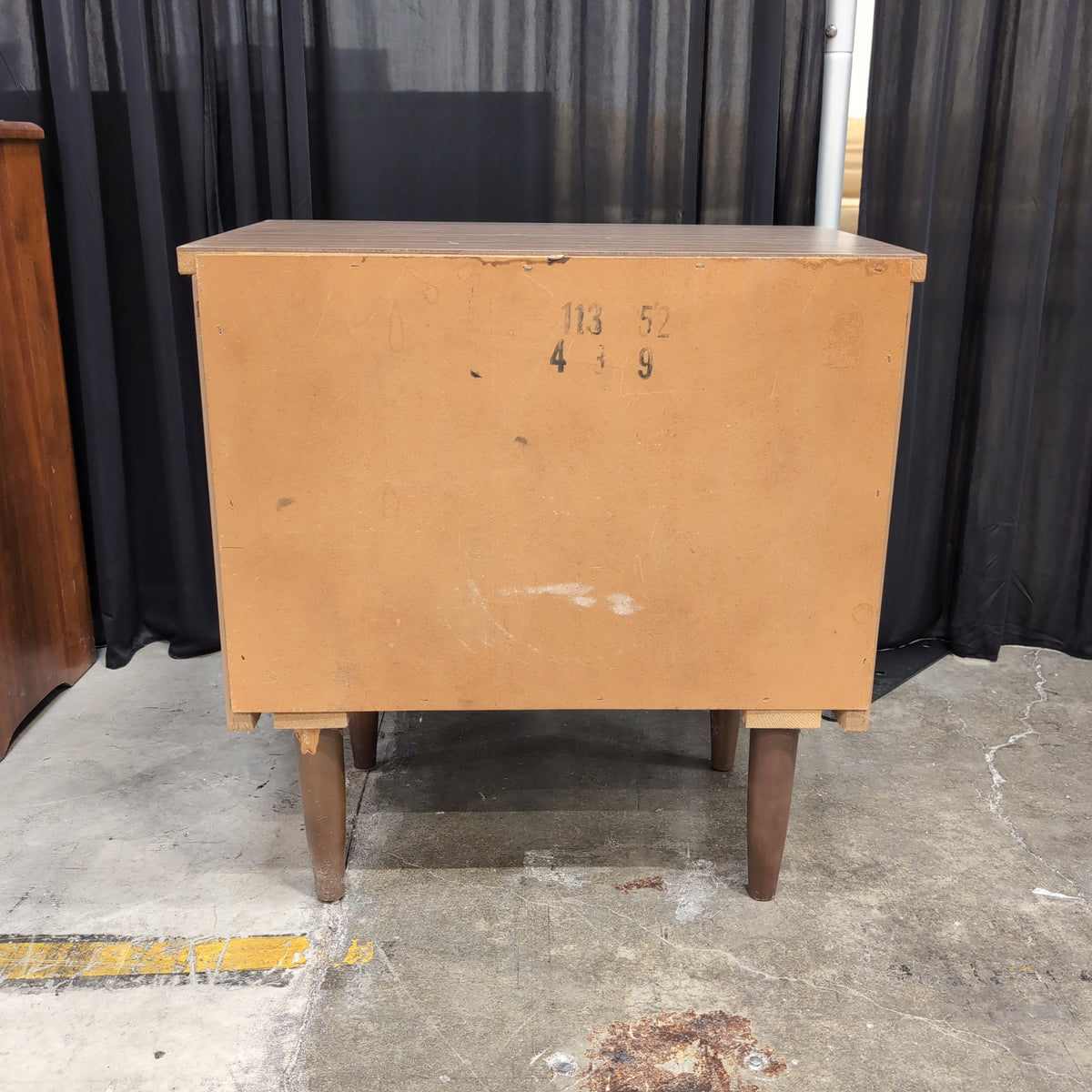 Mid-Century Brown Wood Two-Drawer Nightstand