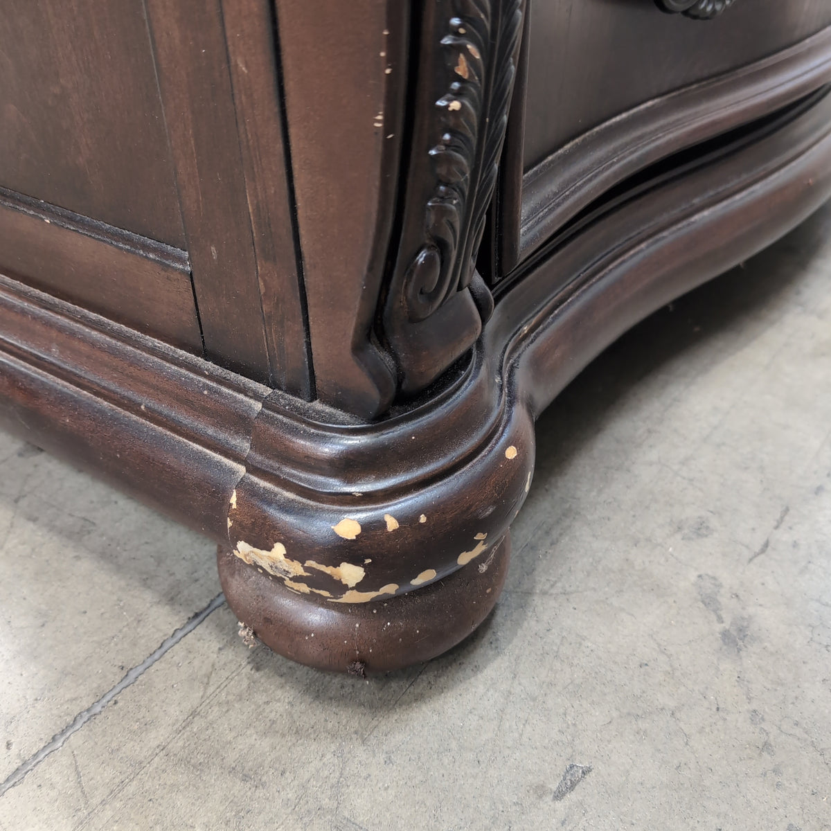 Traditional Dark Wood Tall Six-Drawer Dresser with Ornate Hardware